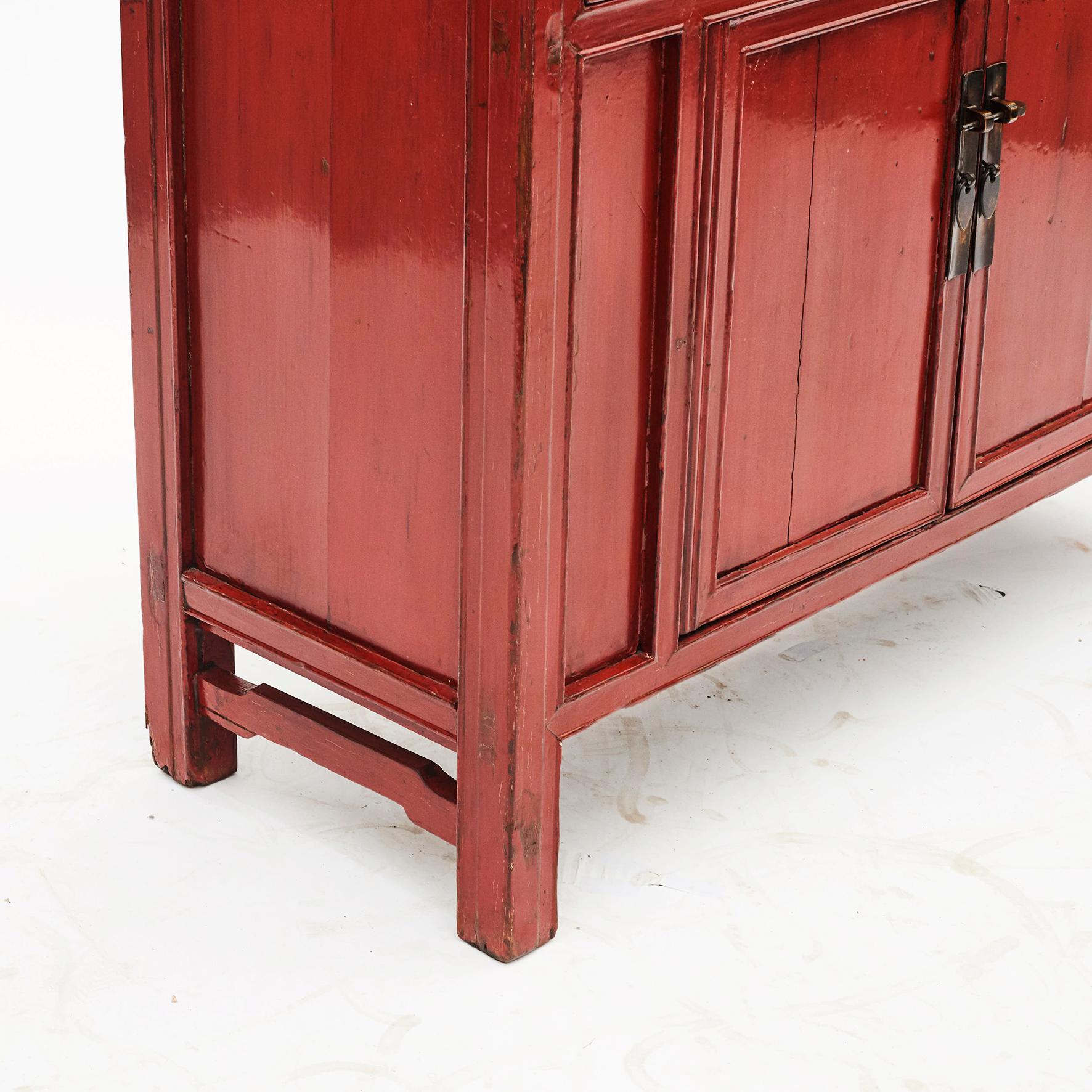 Chinese Qing Dynasty Red Lacquer Cabinet, 1880 12