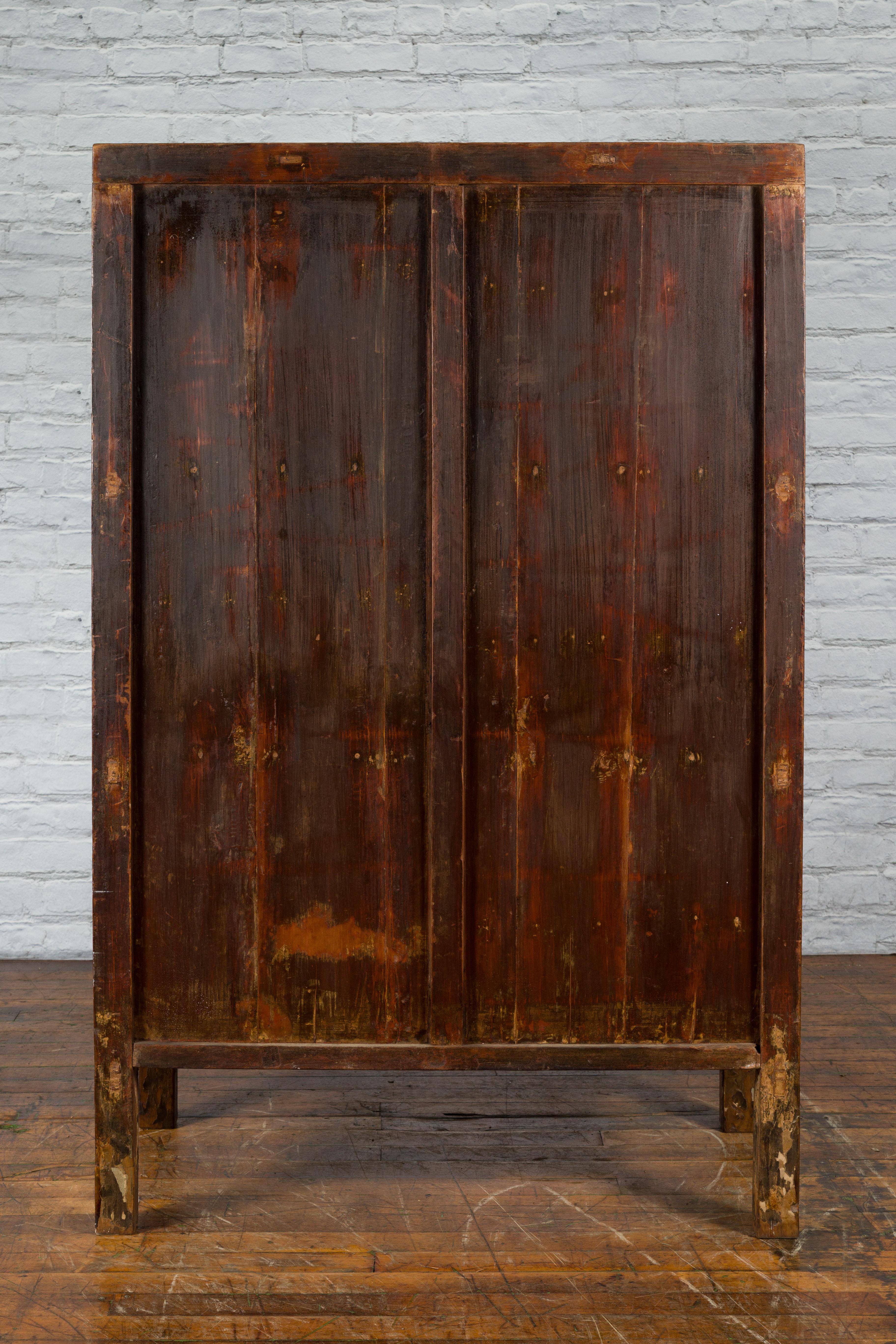 Chinese Qing Dynasty Red Lacquer Cabinet with Hand-Painted Décor For Sale 10