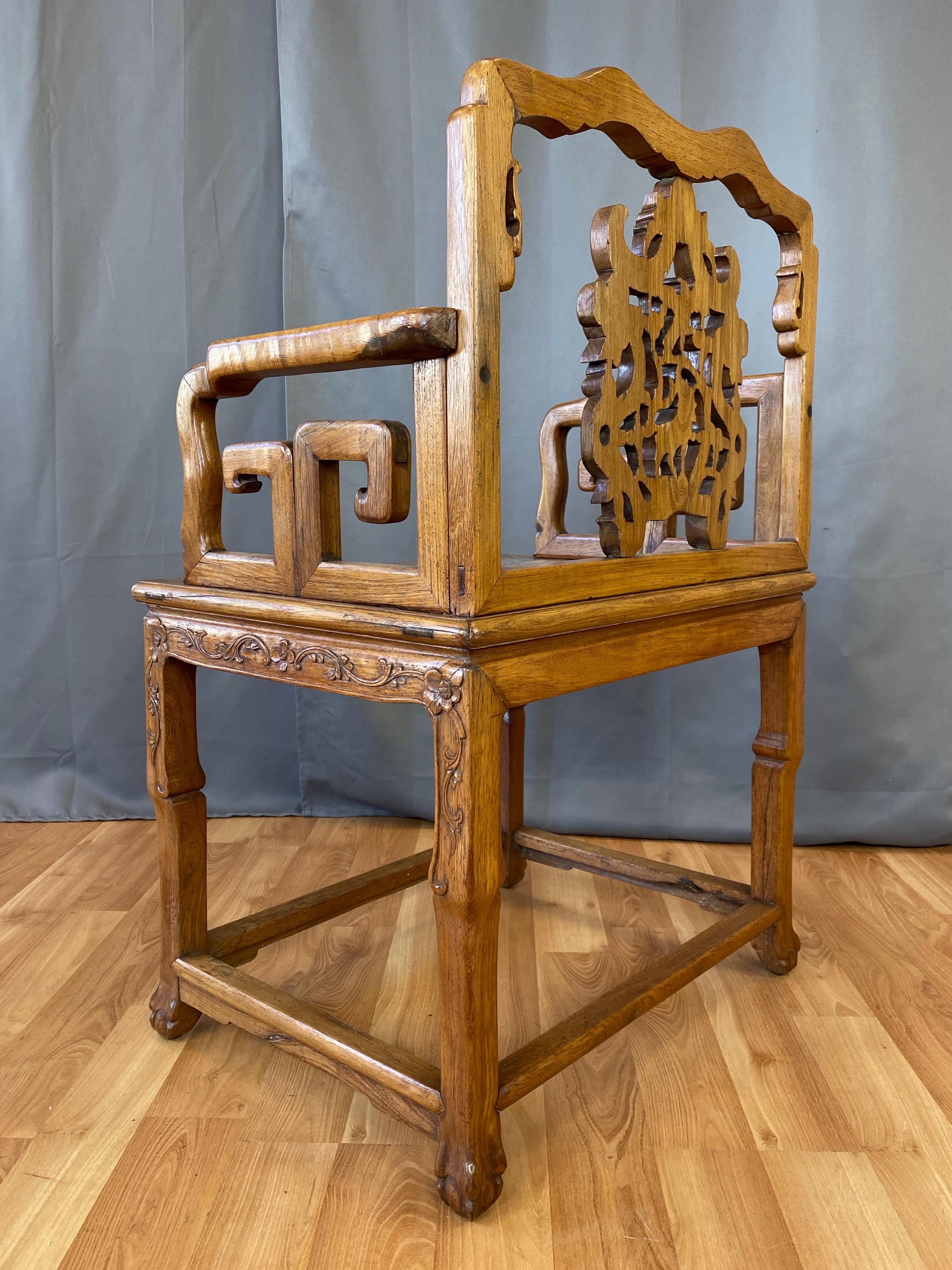 Chinese Qing Dynasty Rosewood and Marble Armchair, 19th Century For Sale 2
