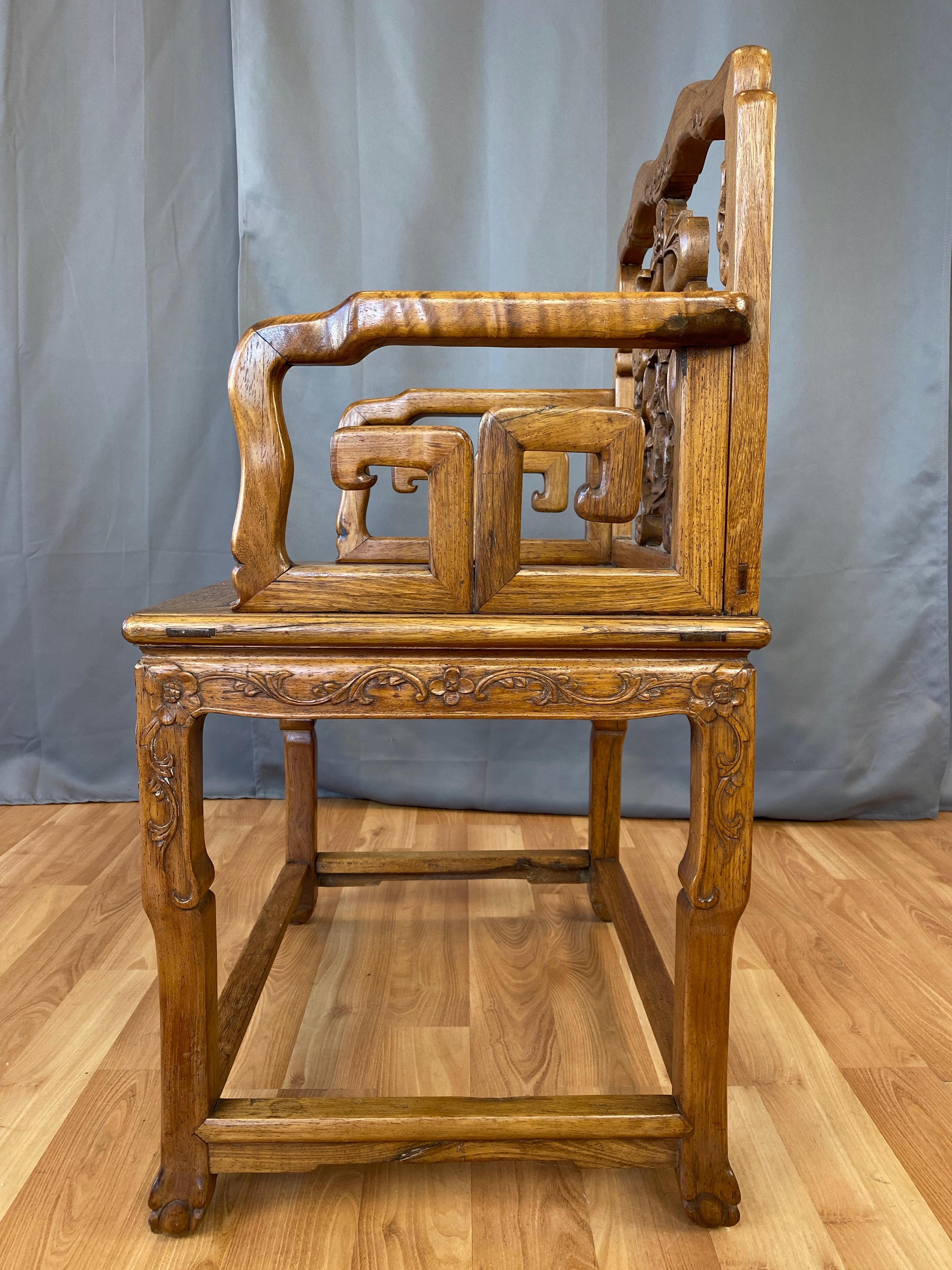 Chinese Qing Dynasty Rosewood and Marble Armchair, 19th Century For Sale 3