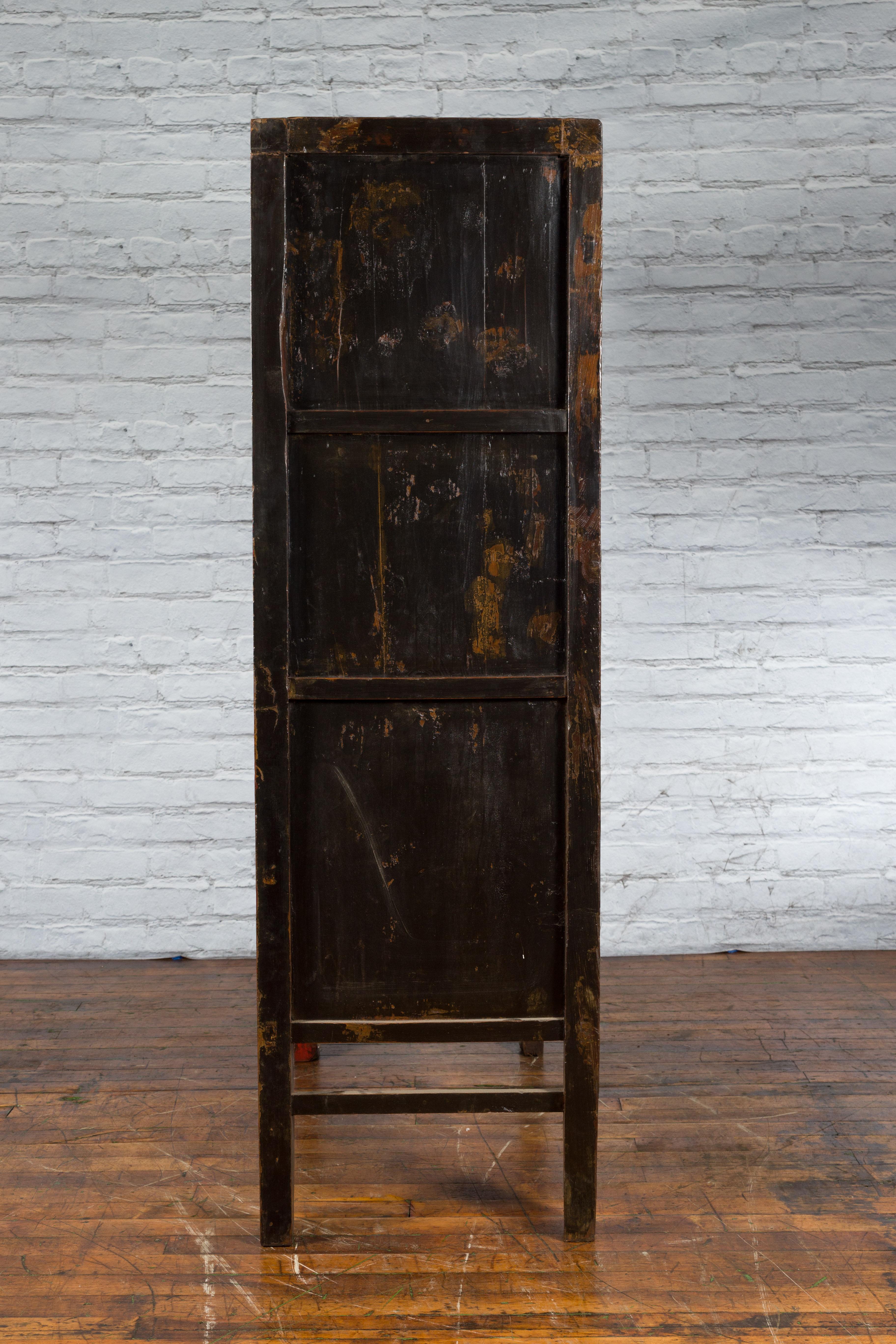 Chinese Qing Dynasty Shanxi Wedding Cabinet with Original Red Lacquer For Sale 13
