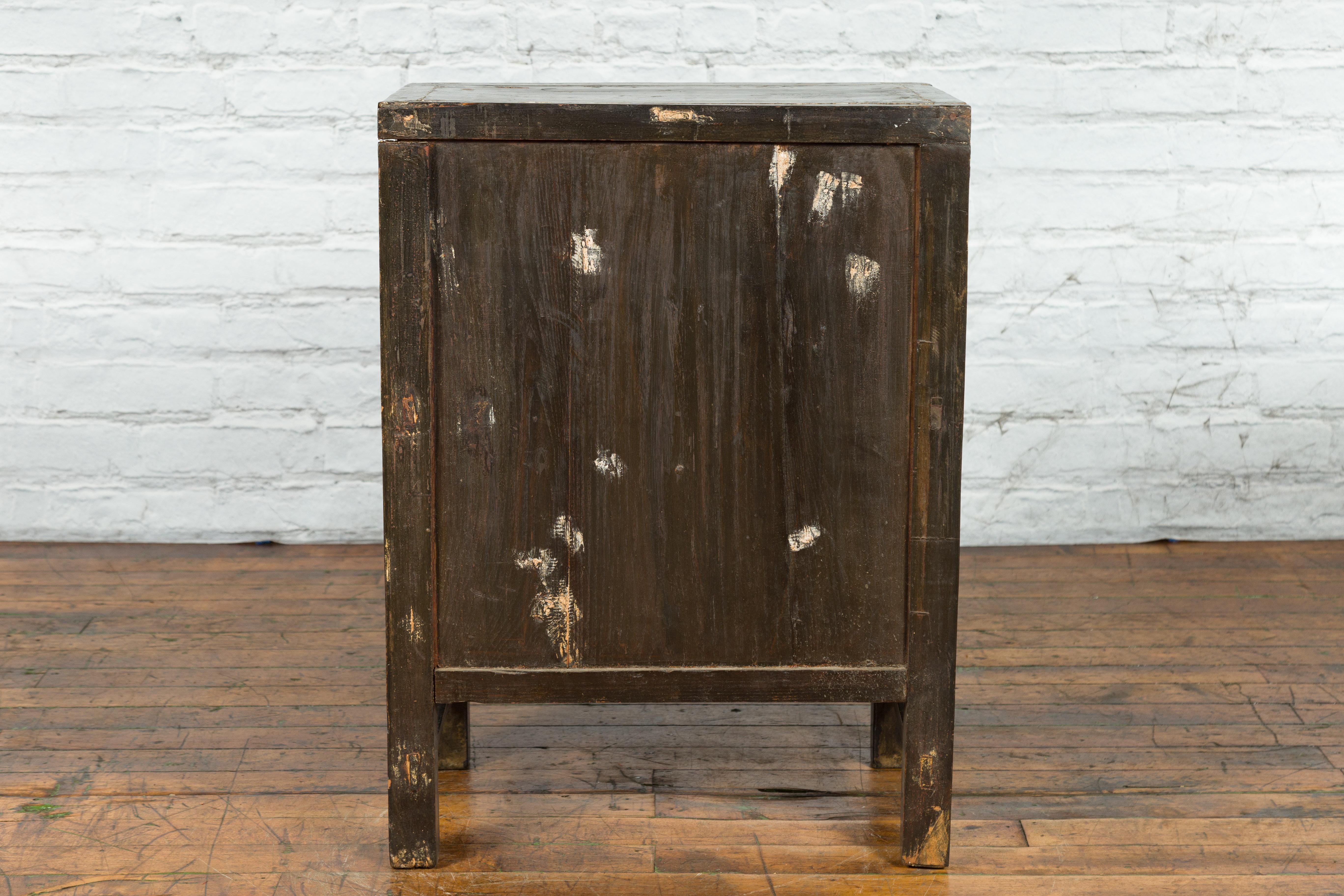 Chinese Qing Dynasty Side Cabinet with Original Lacquer and Faint Painted Décor For Sale 10