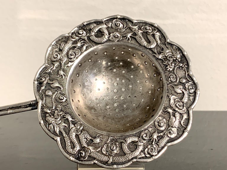 Chinese Qing Dynasty Silver Tea Strainer, Late 19th Century, China In Good Condition For Sale In Austin, TX