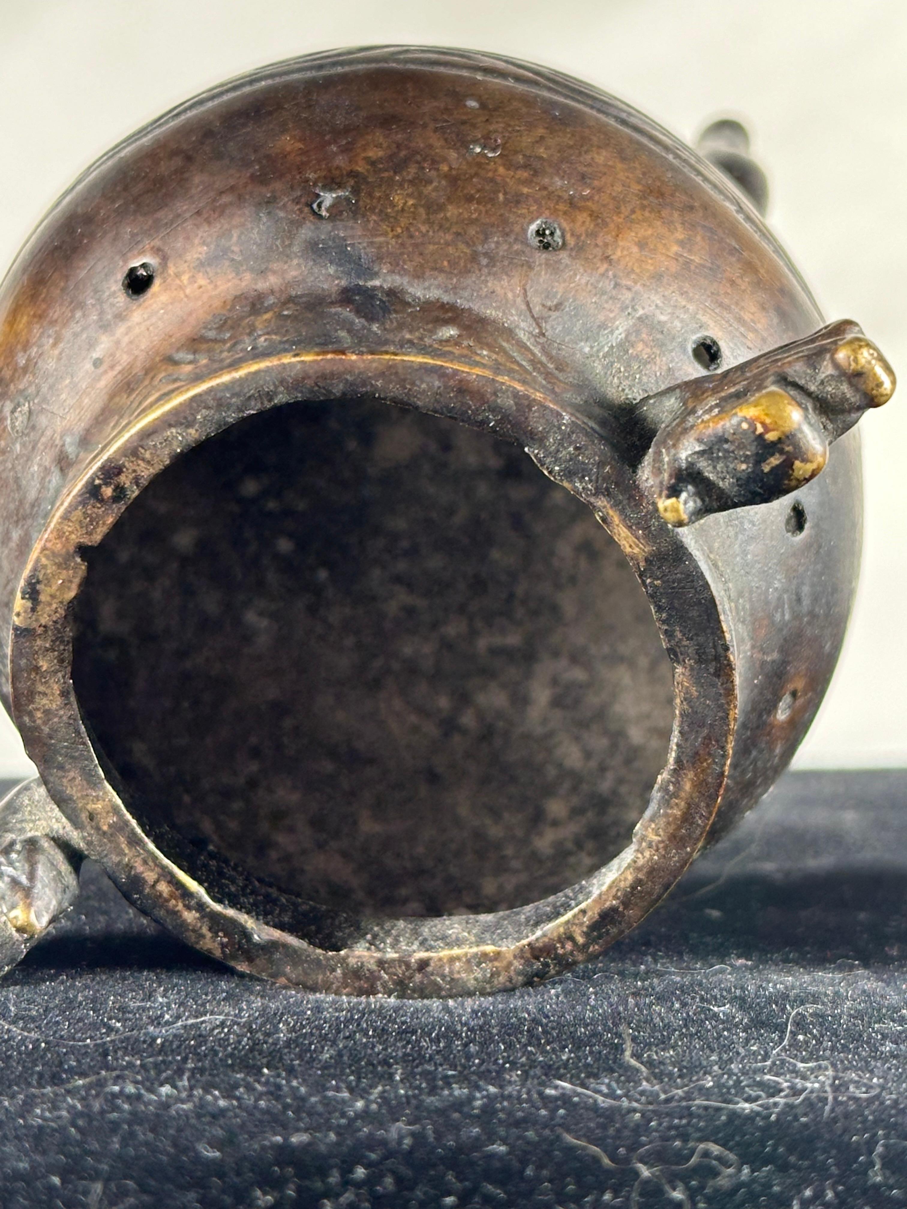 Chinese Qing Dynasty Small Bronze Tripod Censer For Sale 5