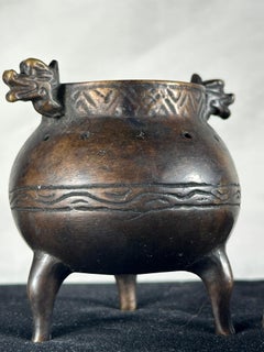 Chinese Qing Dynasty Small Bronze Tripod Censer