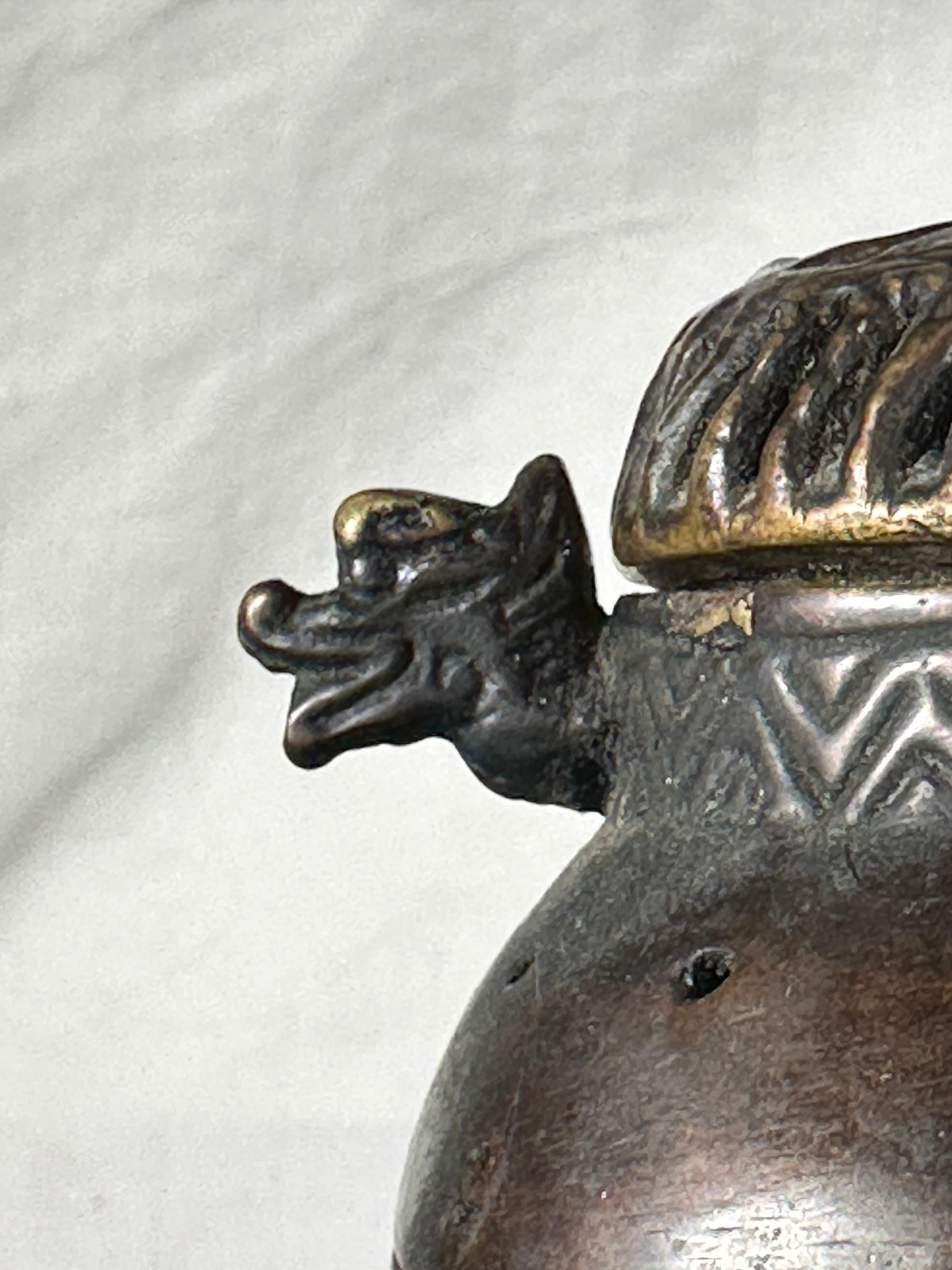 Metalwork Chinese Qing Dynasty Small Bronze Tripod Censer For Sale