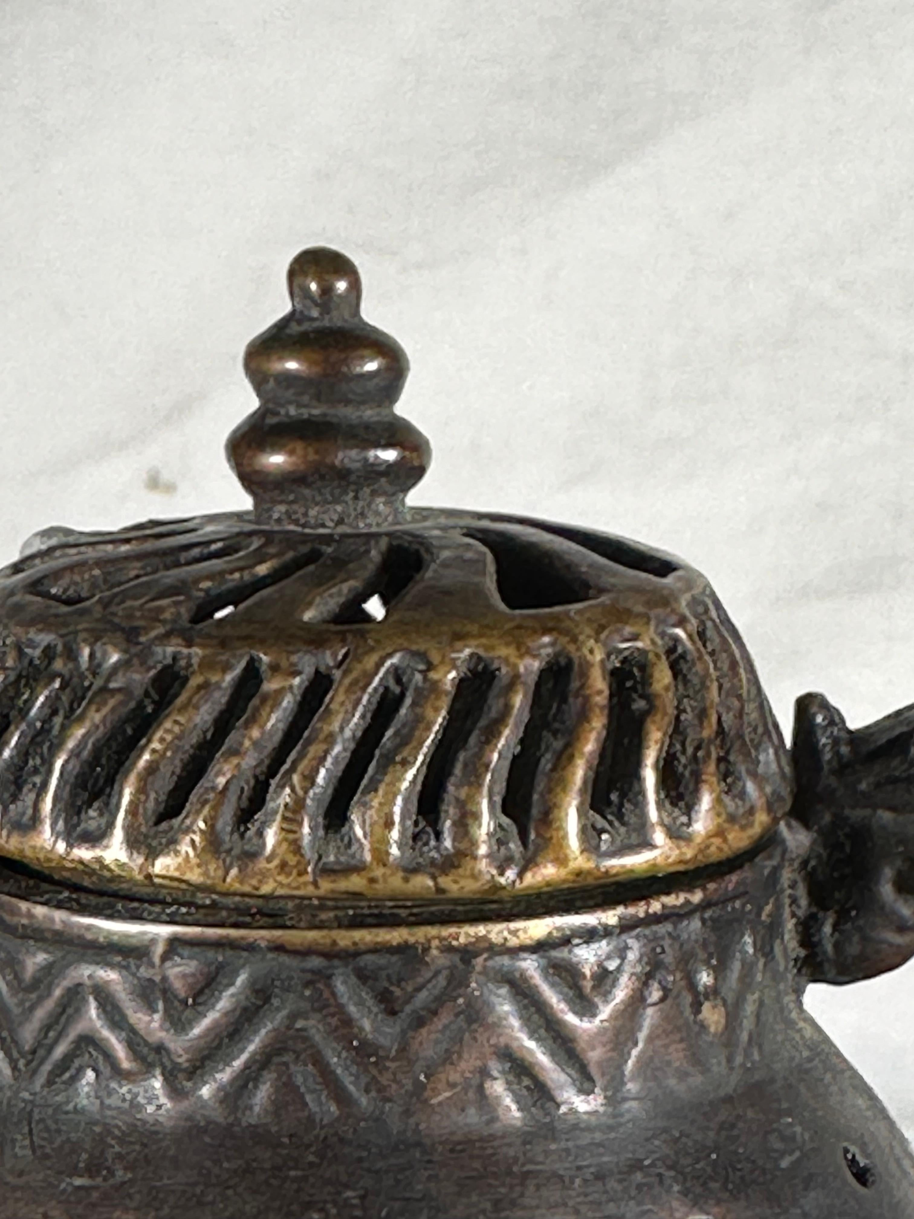 19th Century Chinese Qing Dynasty Small Bronze Tripod Censer For Sale