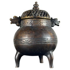 Chinese Qing Dynasty Small Bronze Tripod Censer