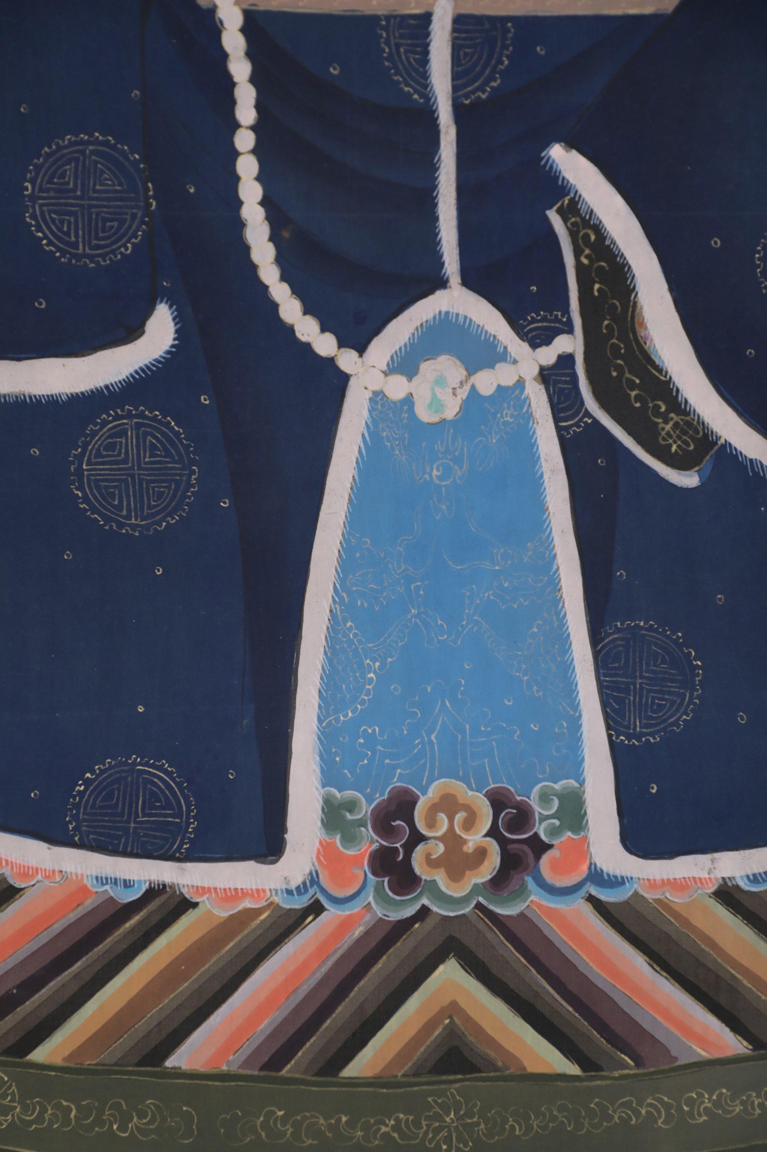 Rouleaux de papier et de soie pour portraits de roi, style dynastie chinoise Qing en vente 1