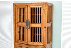 Chinese Qing Dynasty Tall Carved Elm Tea Chest, Ca. 1860