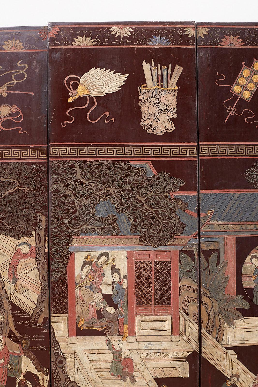 Chinese Qing Dynasty Twelve-Panel Coromandel Screen 11