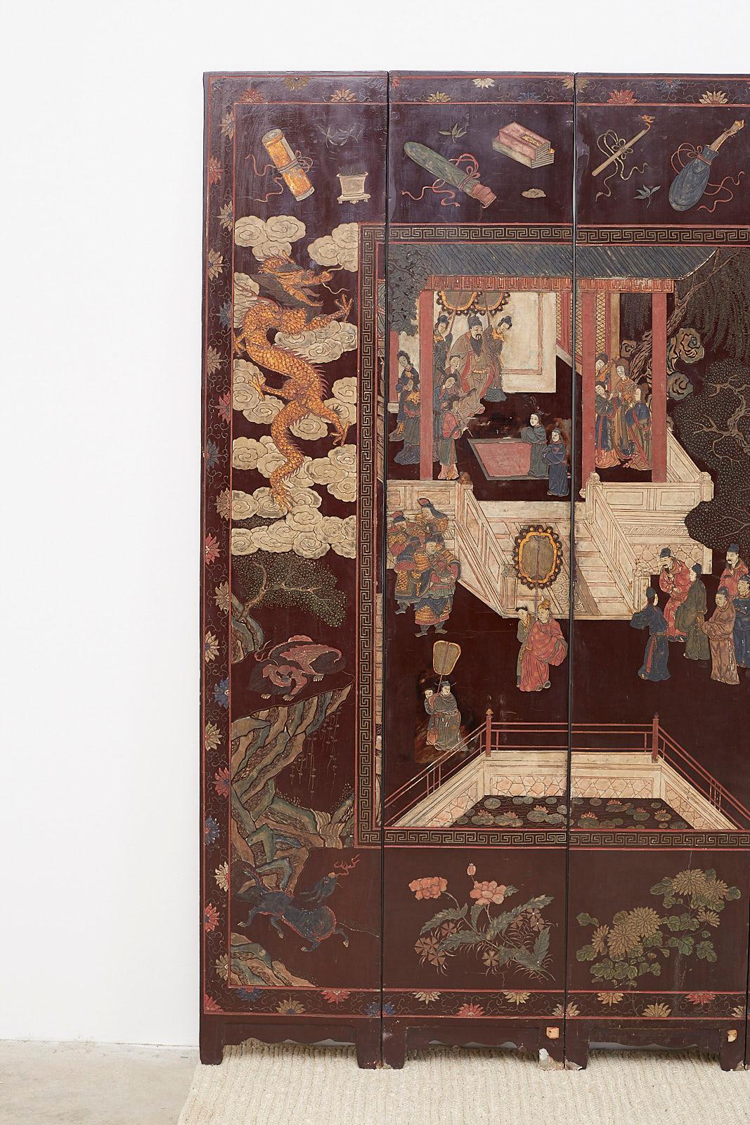 Hand-Crafted Chinese Qing Dynasty Twelve-Panel Coromandel Screen