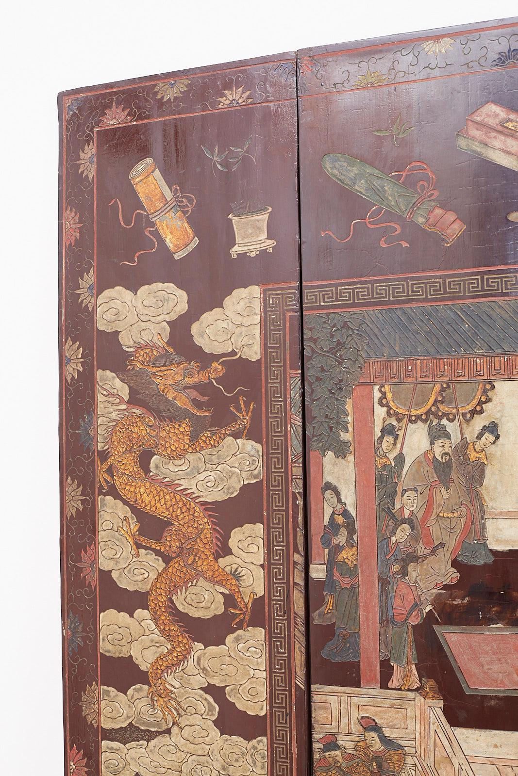 Chinese Qing Dynasty Twelve-Panel Coromandel Screen 3