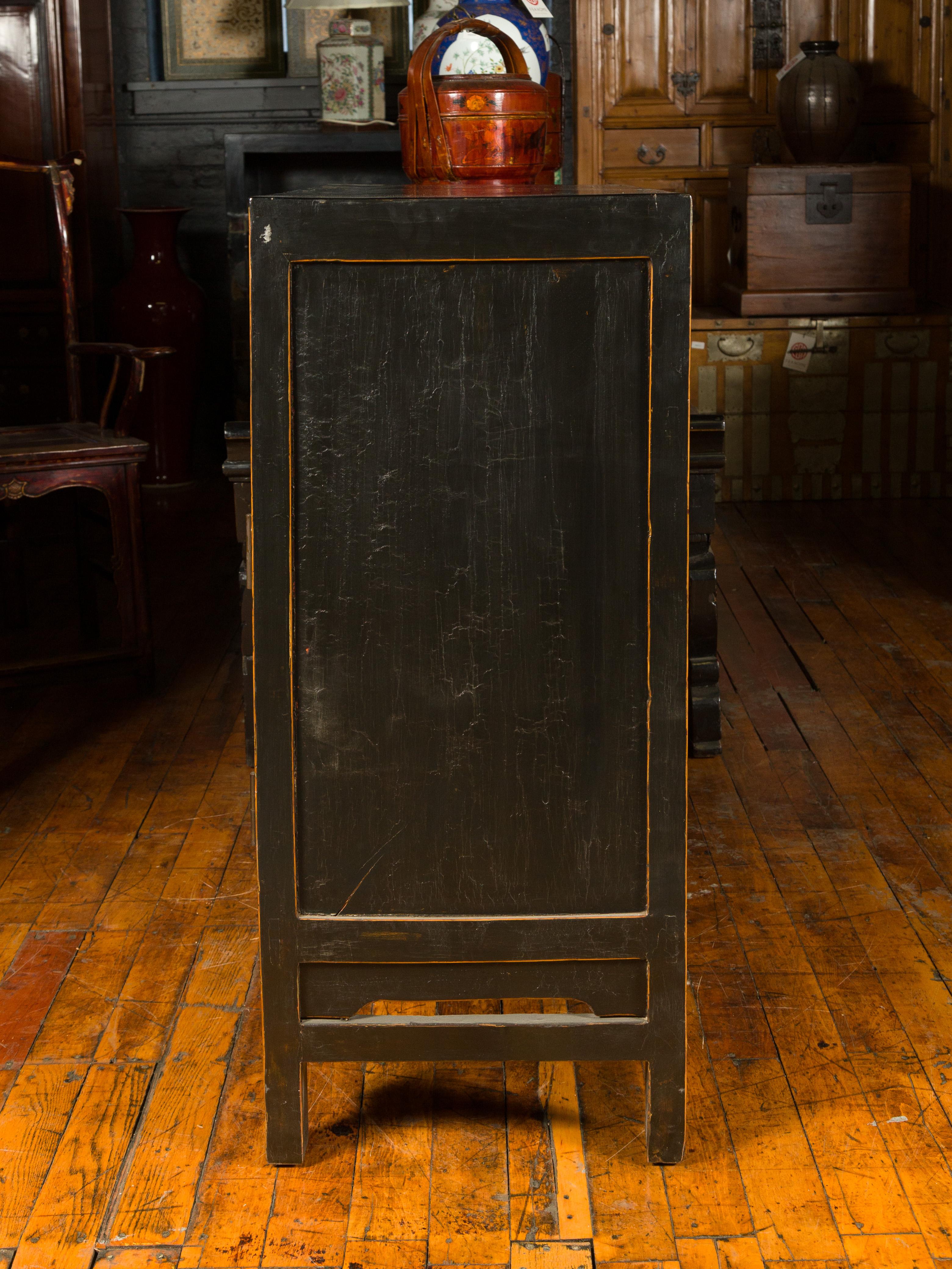 Qing Dynasty 19th Century Two-Toned Cabinet with Two Drawers Over Double Doors For Sale 6