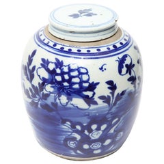 Chinese Qing Dynasty Underglaze Blue and White Porcelain Ginger Jar