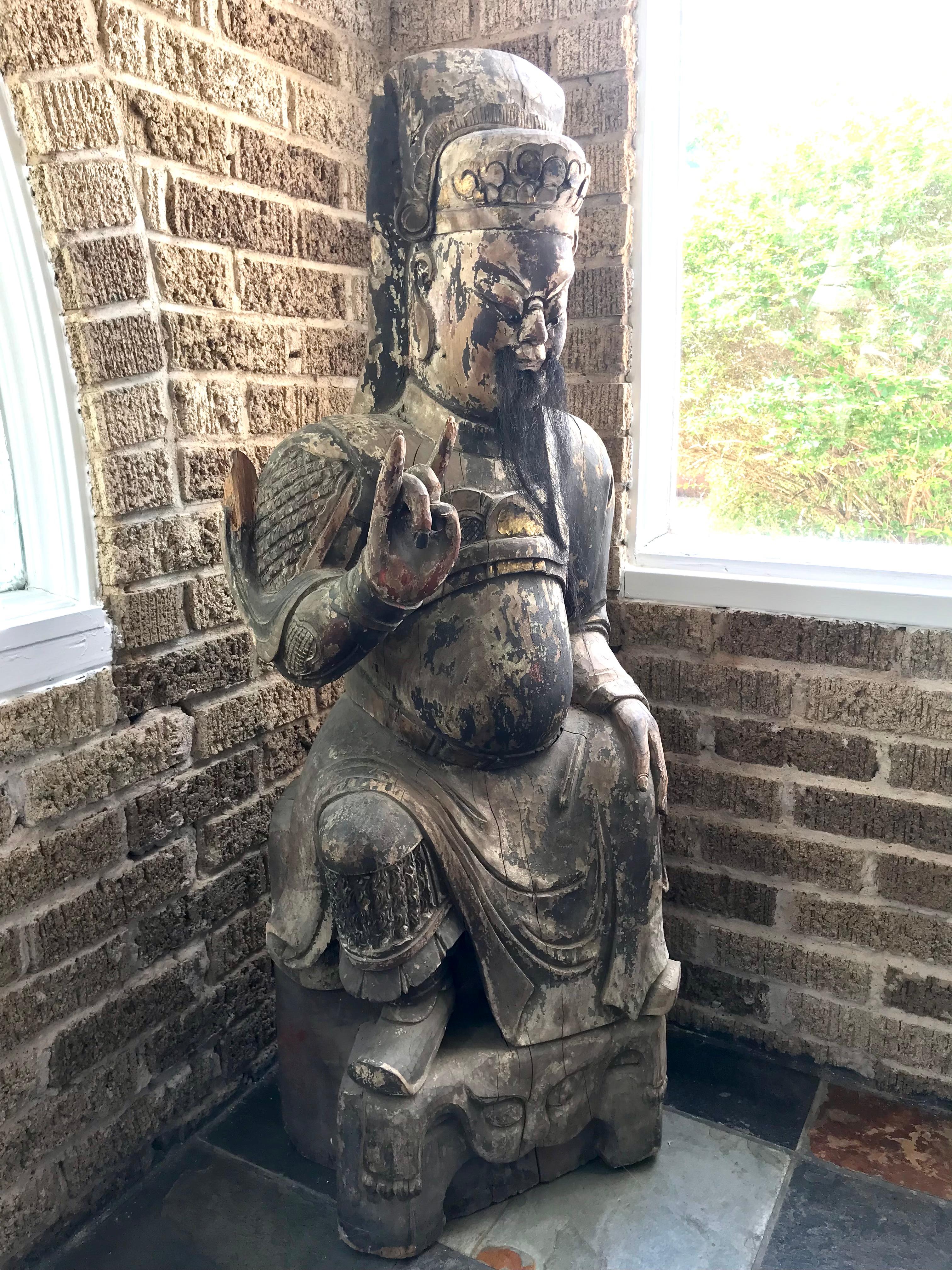 Chinese Qing Dynasty Wood Sculpture In Good Condition For Sale In Dallas, TX
