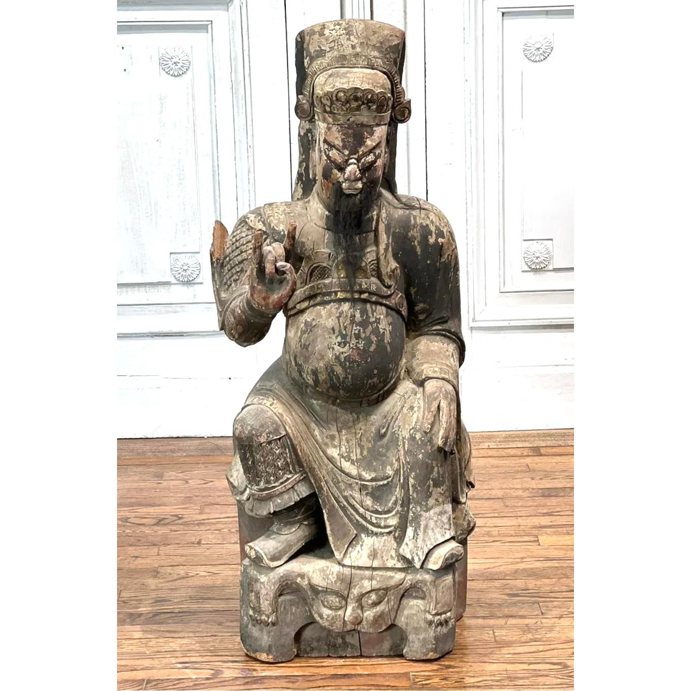 Escultura china de madera de la dinastía Qing en Bueno estado para la venta en Dallas, TX