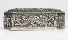 Chinese Qing Exceptional Quality Silver Box with Chinese Symbols and Dragons