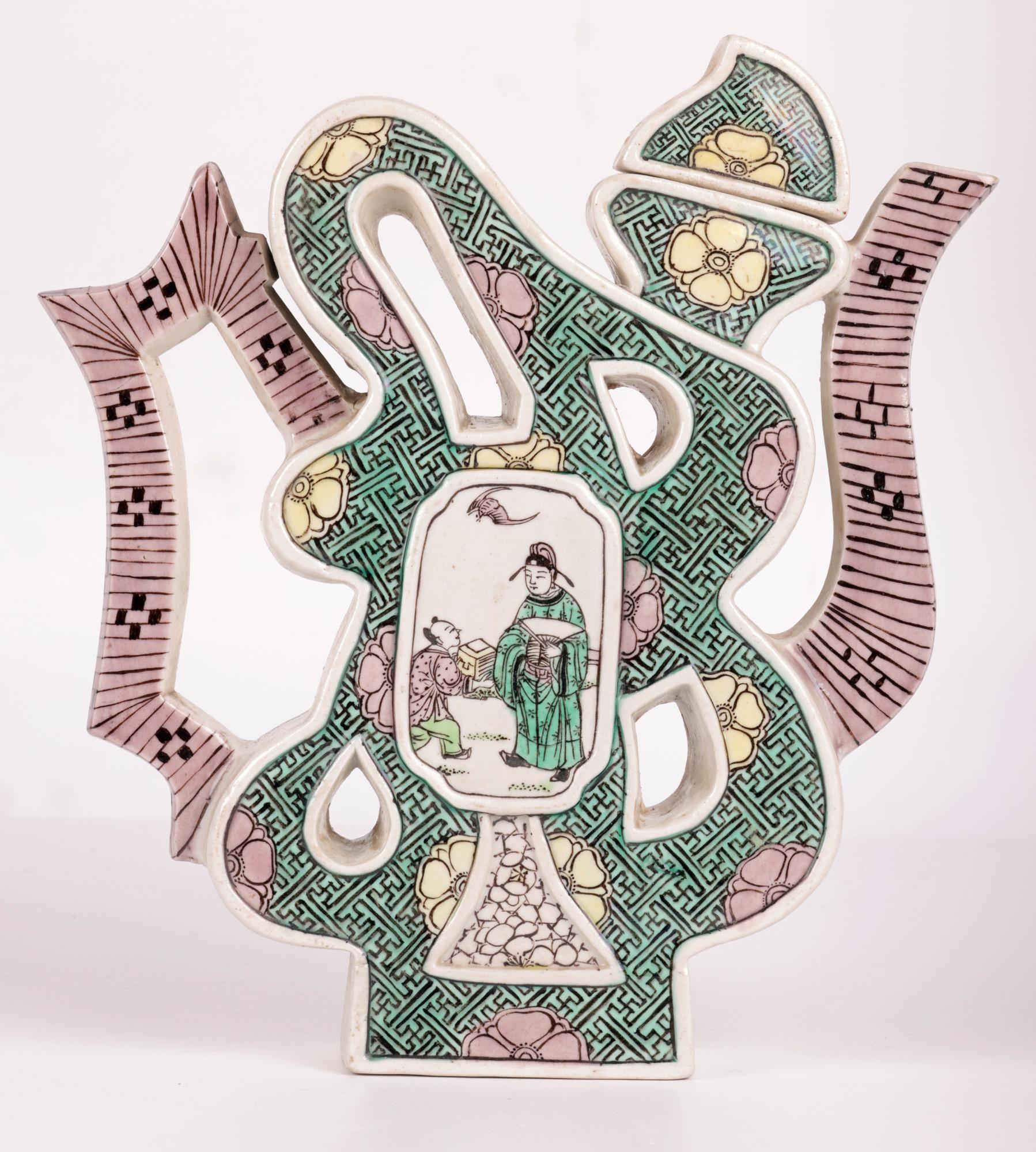 Chinese Qing Famille Verte Porcelain Puzzle Design Teapot  For Sale 5