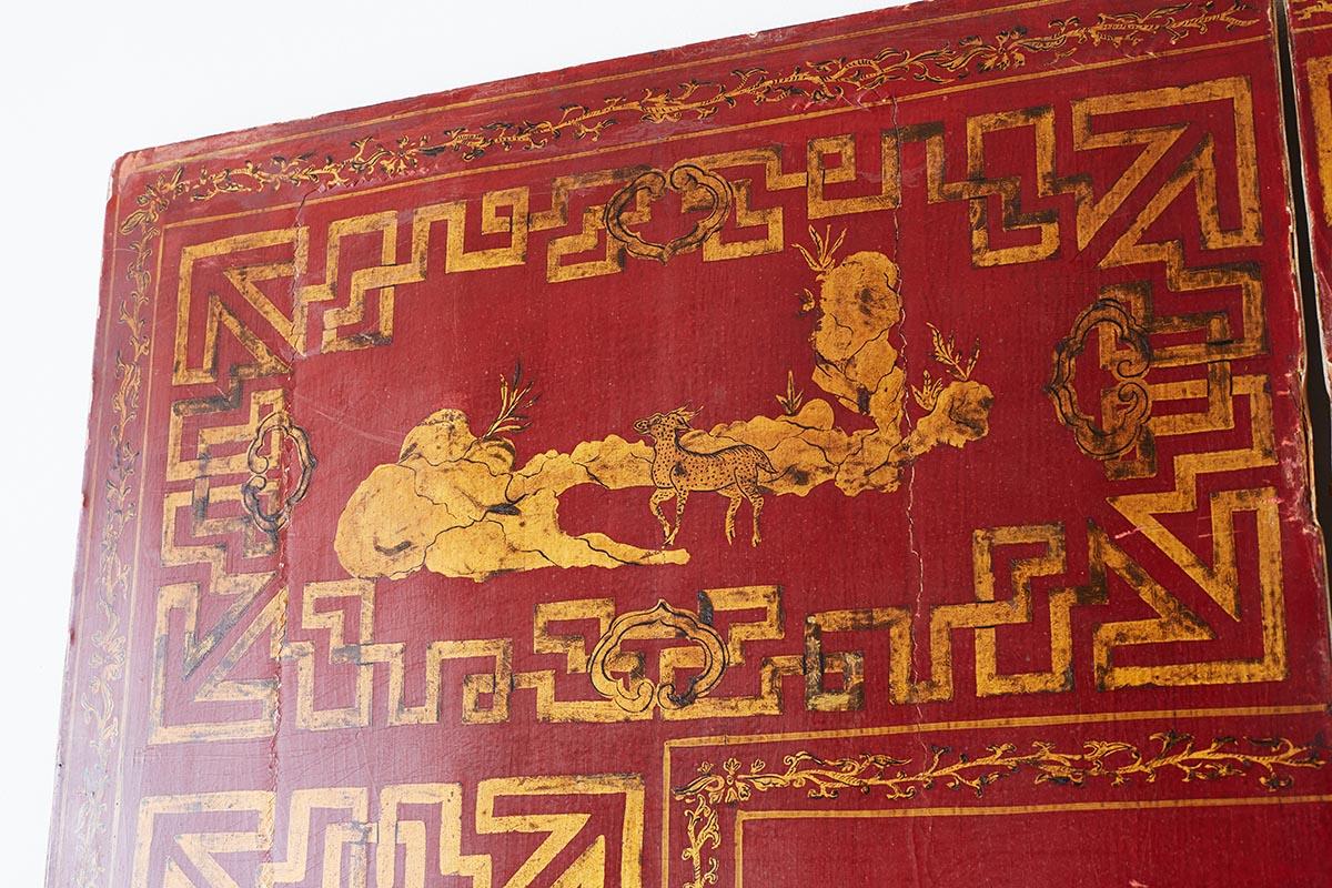 Chinese Qing Four-Panel Lacquer Gilt Screen 7