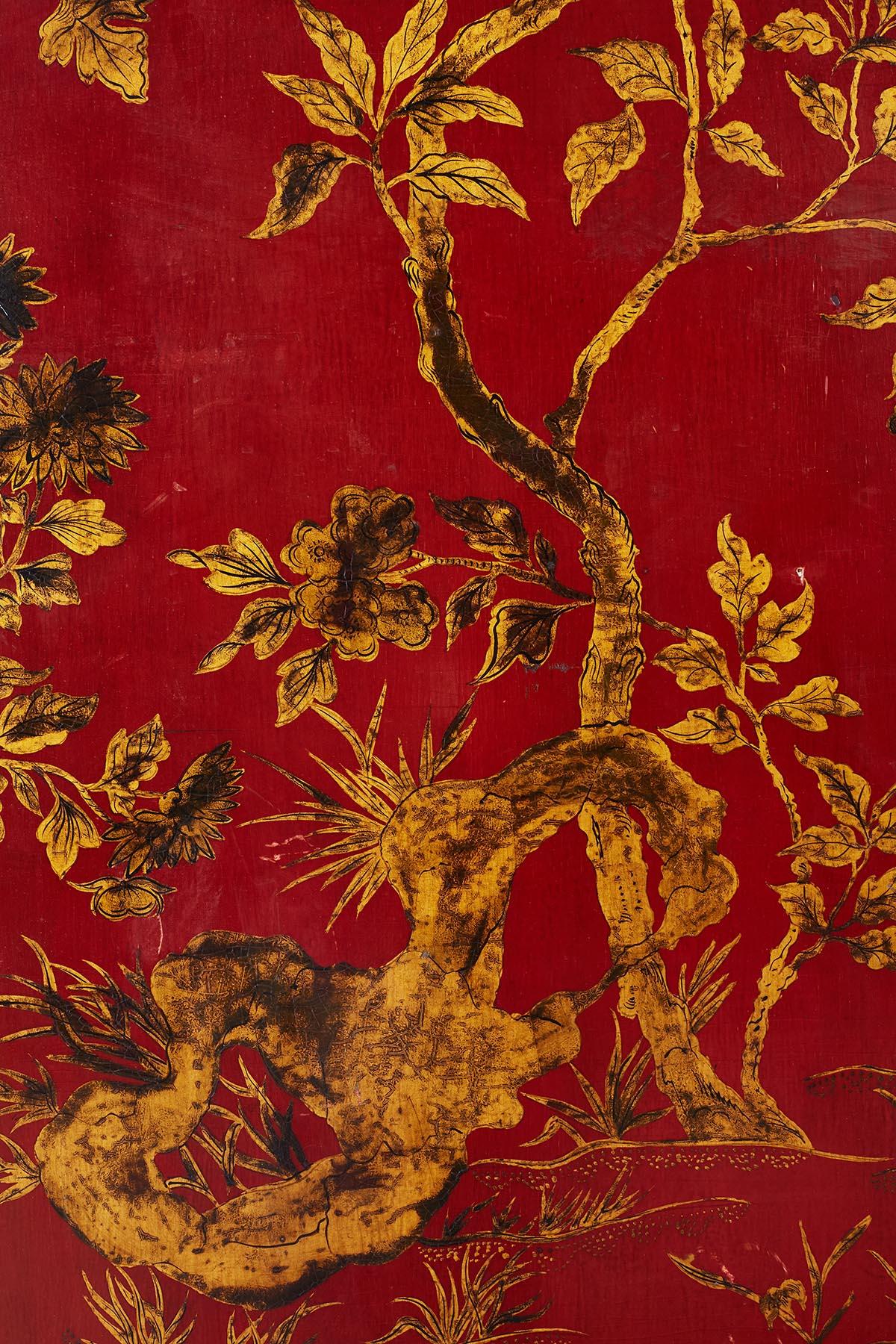 Chinese Qing Four-Panel Lacquer Gilt Screen 9