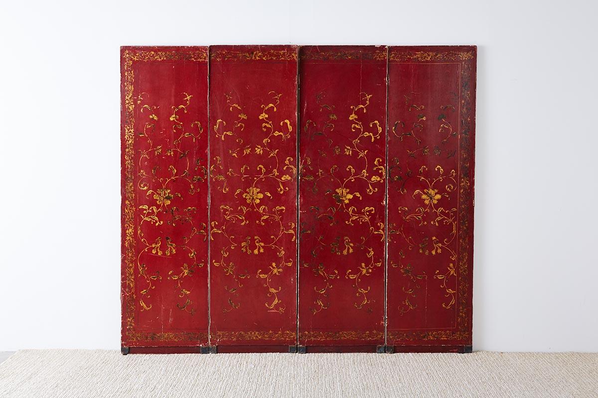 Chinese Qing Four-Panel Lacquer Gilt Screen 14