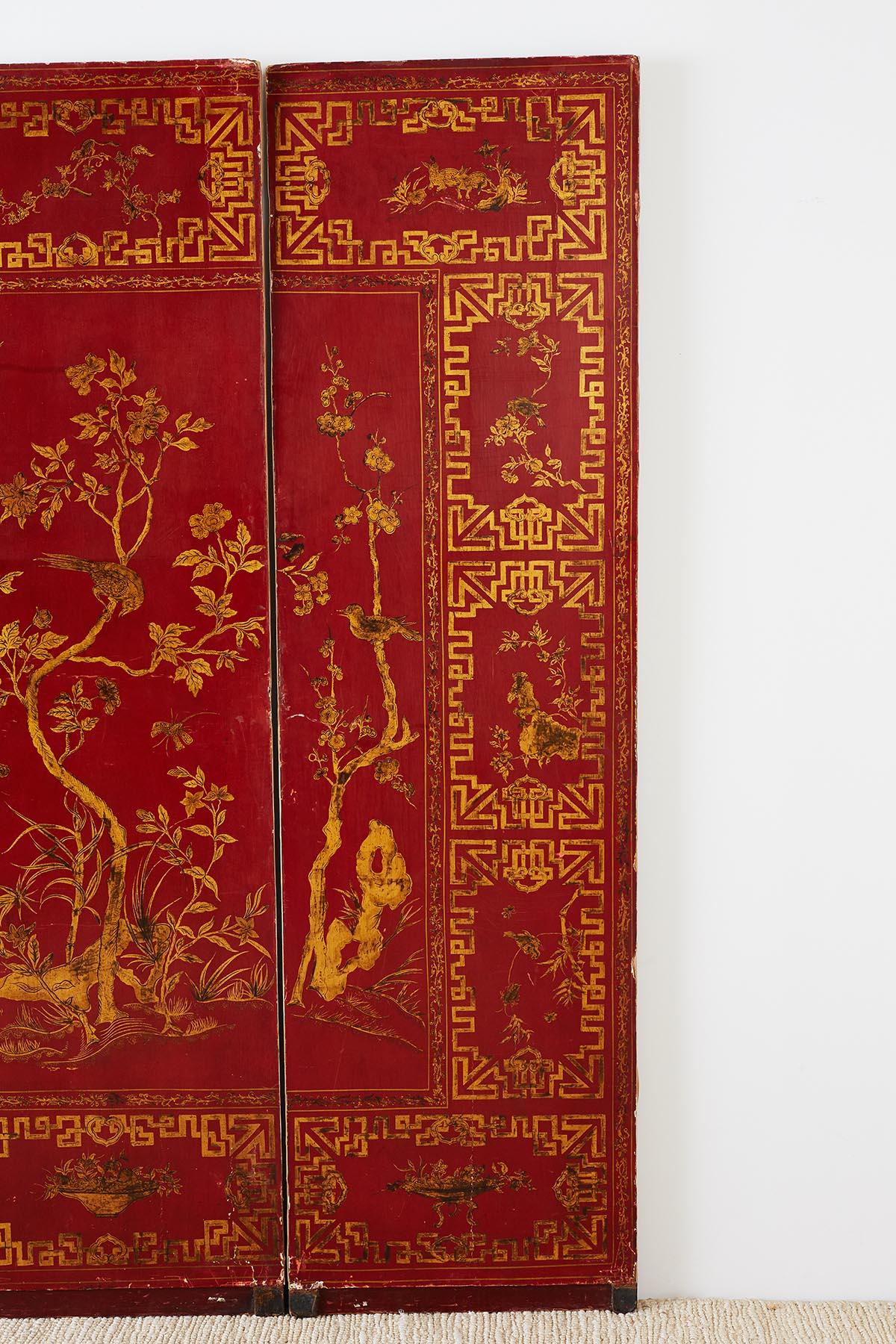 Chinese Qing Four-Panel Lacquer Gilt Screen 1