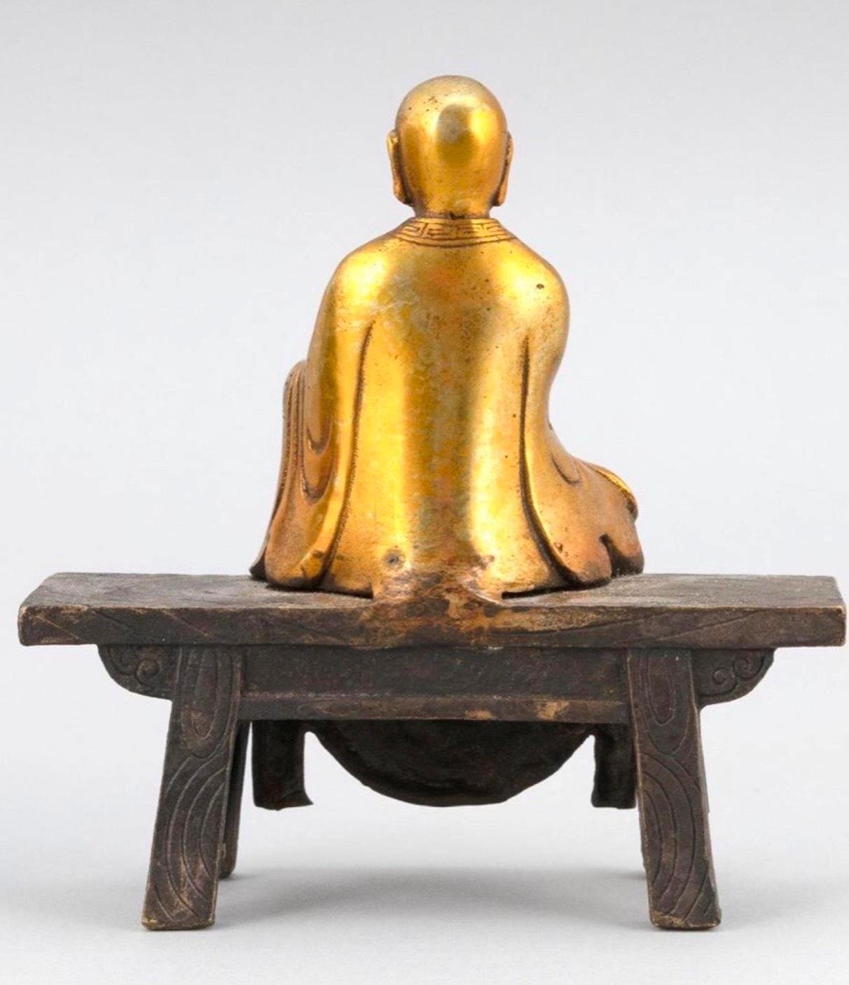 Chinese Qing Gold Gilt Bronze Dalai Lama Sculpture In Good Condition In New York, NY