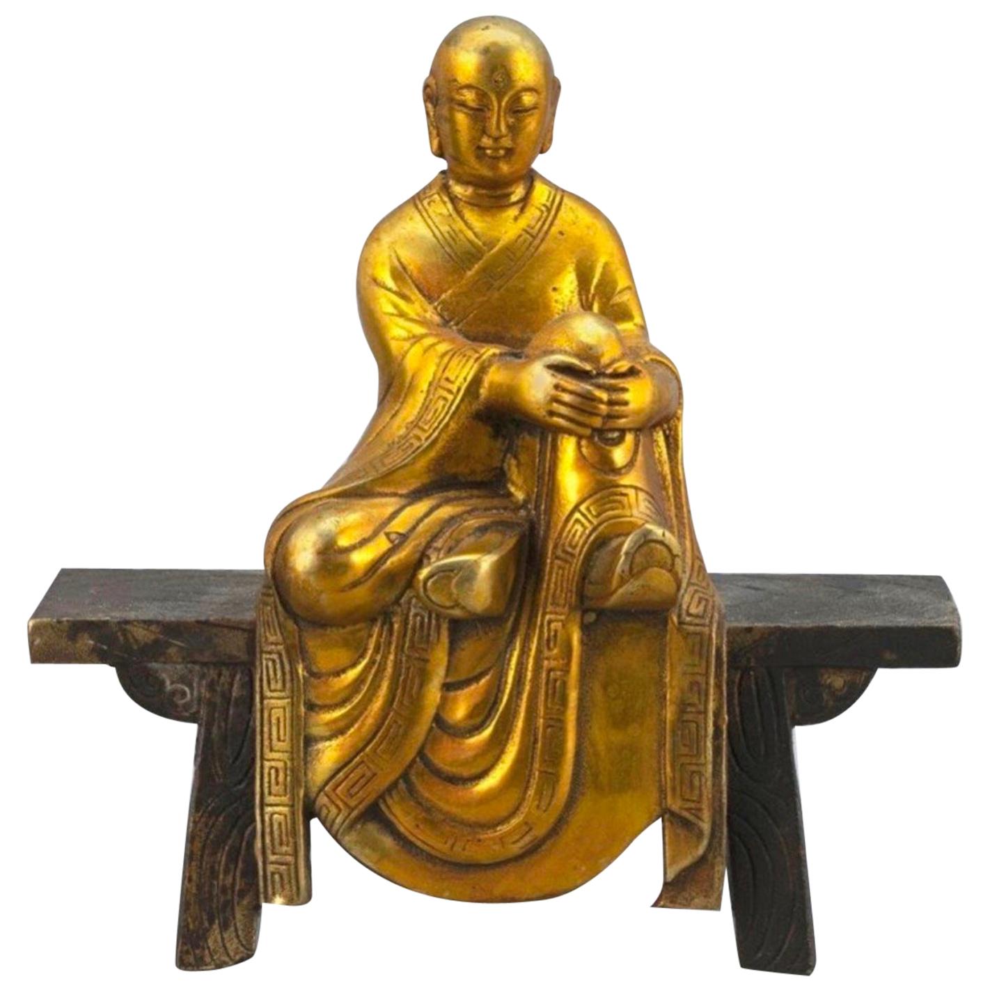 Chinese Qing Gold Gilt Bronze Dalai Lama Sculpture