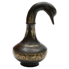 Chinesische Qing "Gans" Cloisonné Bronze Weinkrug