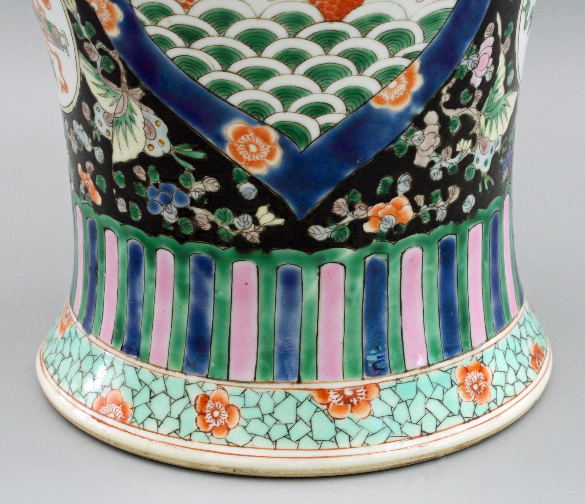 Chinese Qing Guangxu Famille Noire Porcelain Baluster Dragon Vase 8