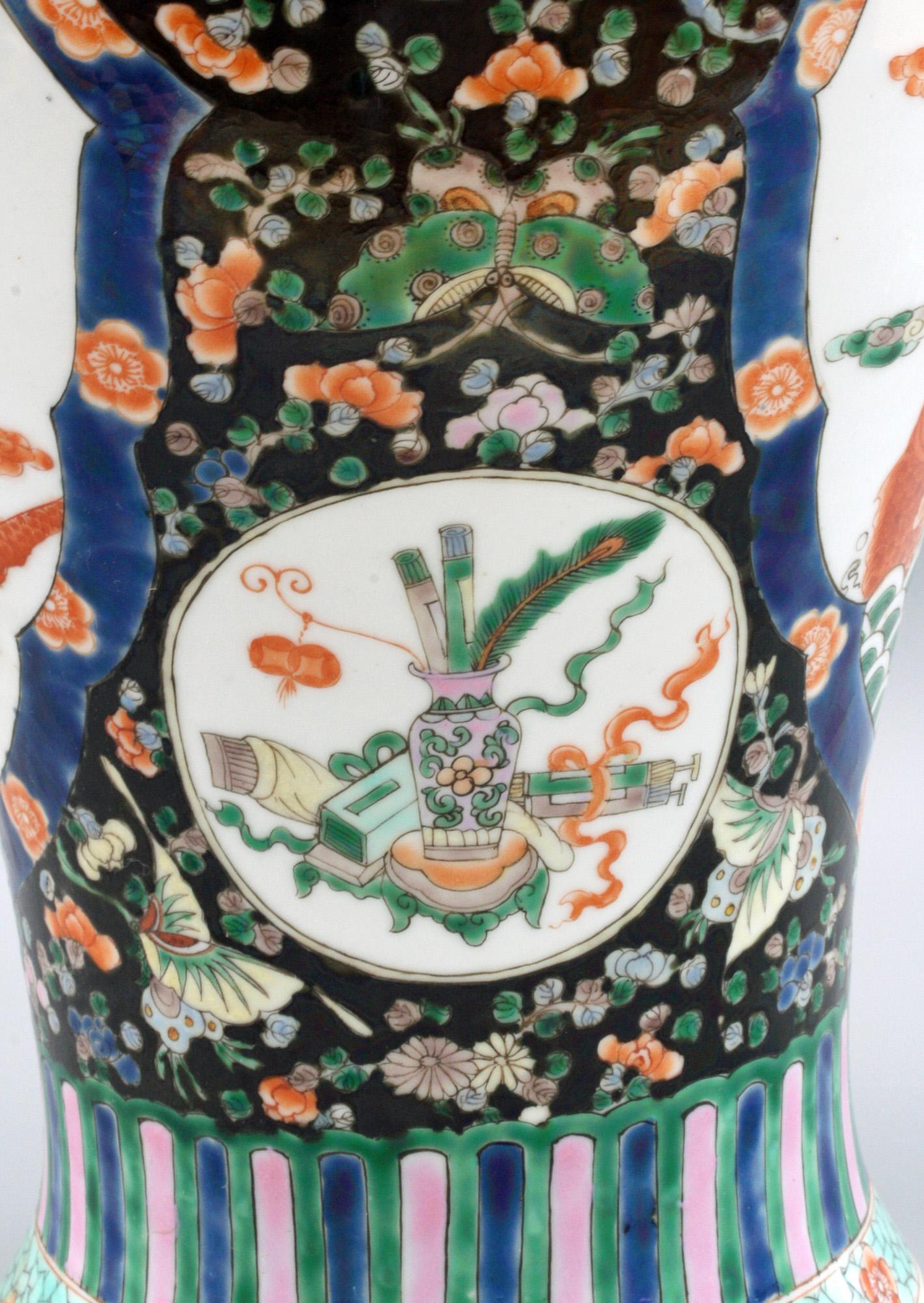 Chinese Qing Guangxu Famille Noire Porcelain Baluster Dragon Vase 13