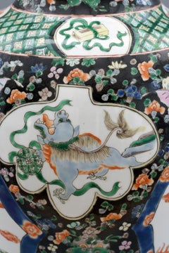 Chinese Qing Guangxu Famille Noire Porcelain Baluster Dragon Vase