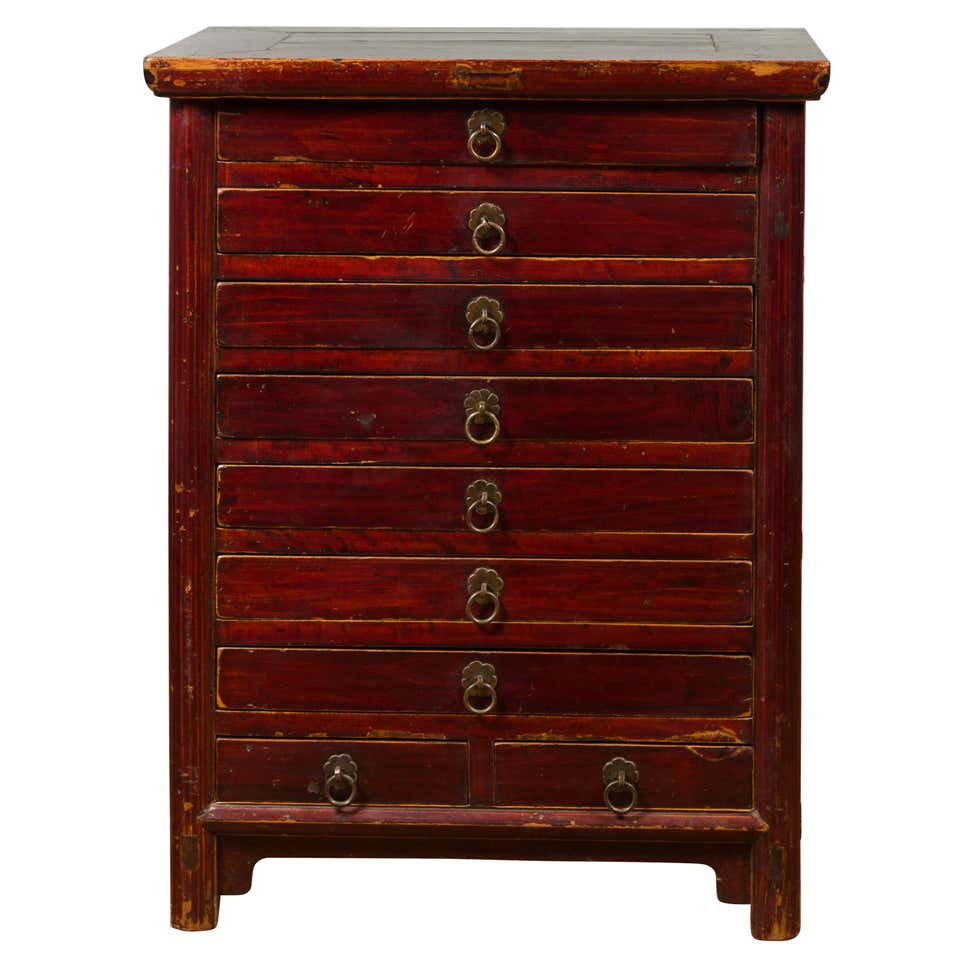 Two-Section Cedar Elm Clothing Chest Dresser Bedside Japanese For Sale ...