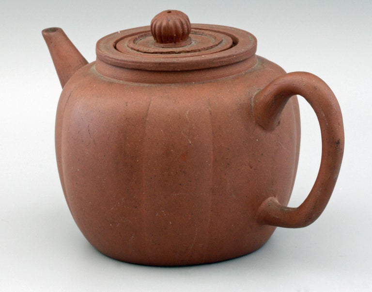 Chinese Qing Melon Shape Yixing Teapot with Strainer, 19th Century For