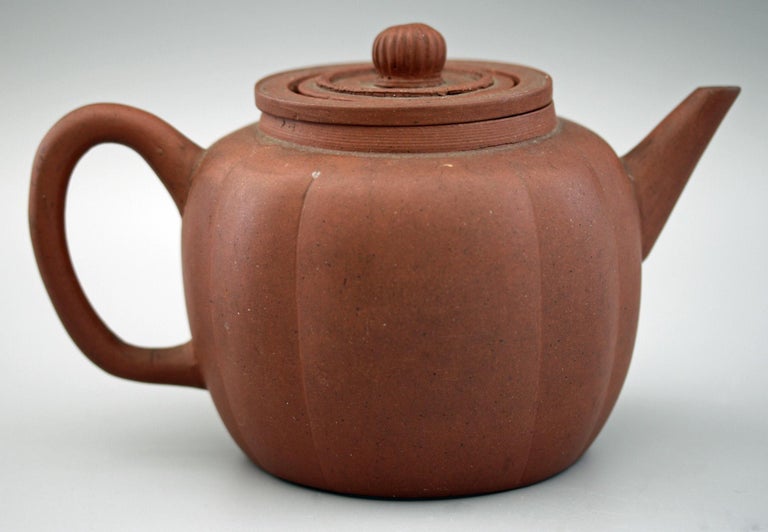 Chinese Qing Melon Shape Yixing Teapot with Strainer, 19th Century For