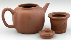 Tetera china Qing de Yixing en forma de melón con colador, Siglo XIX