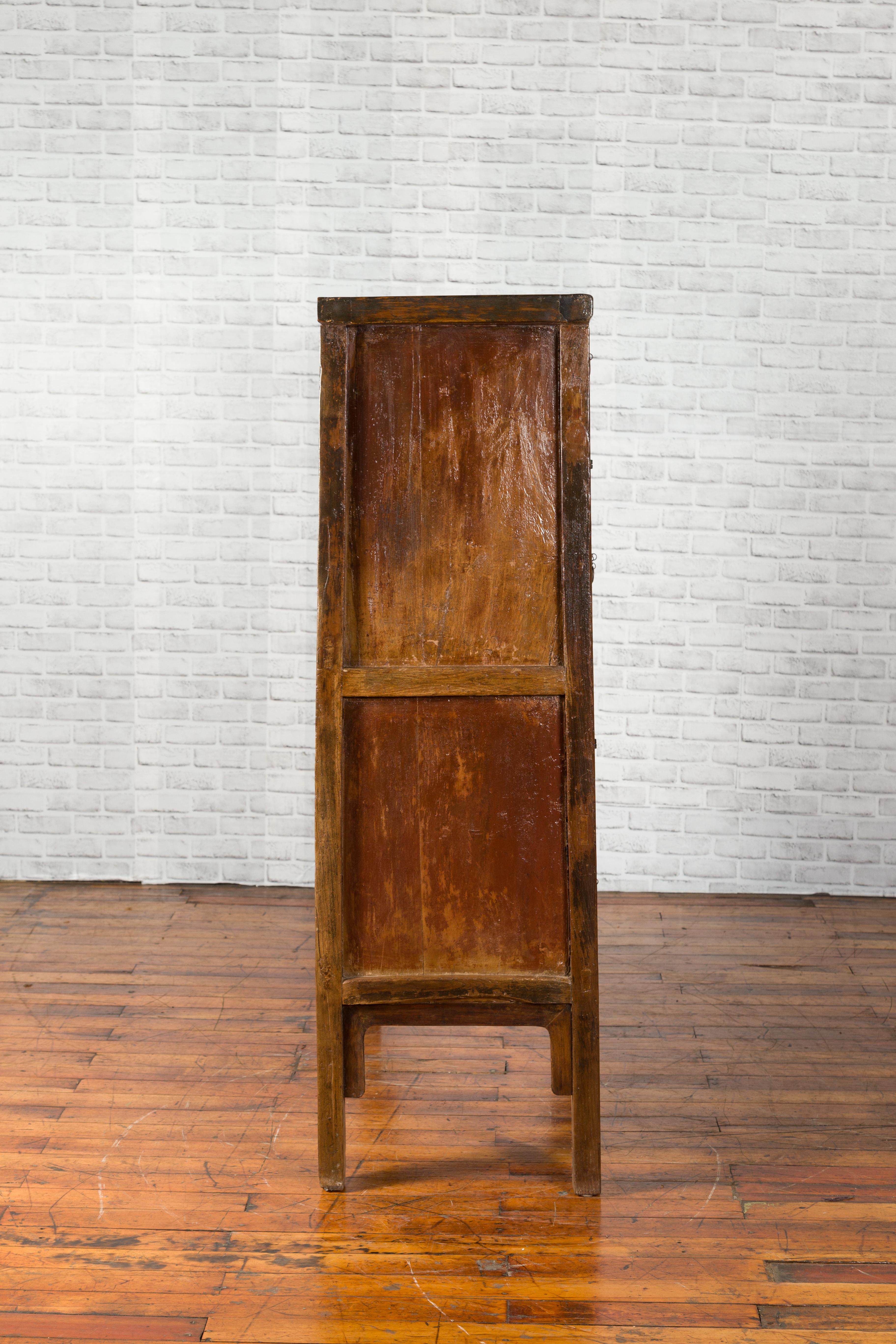 Chinese Qing Mid-19th Century Cabinet with Distressed Patina, Doors and Drawers For Sale 3