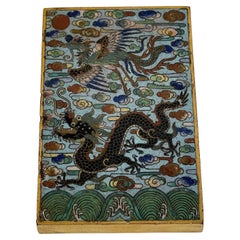 Chinese Qing Period Gold Plated Bronze Cloisonné Dragon & Phoenix Paperweight