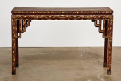 Chinese Qing Lacquered Pigskin Leather Altar Console Table