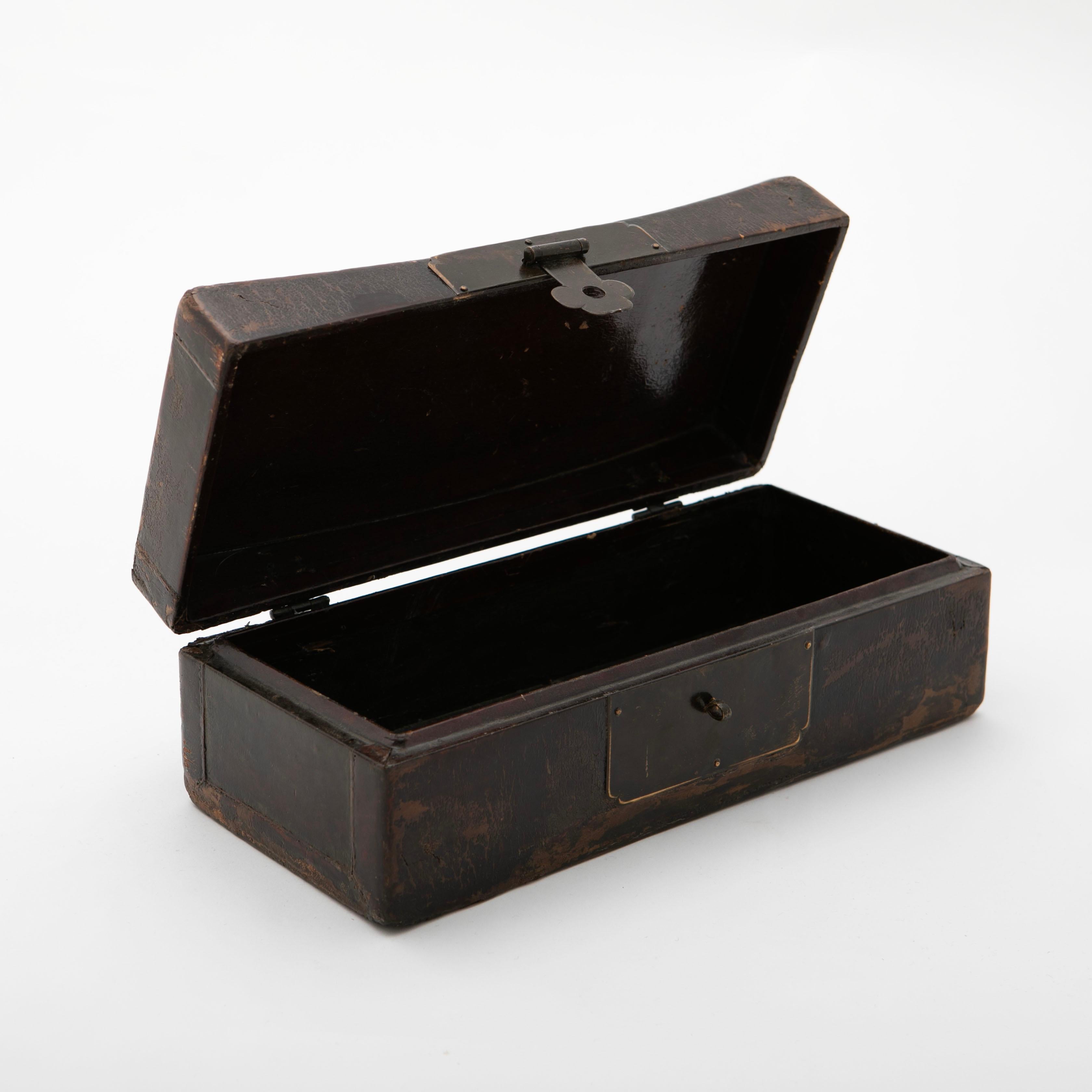 Lacquered Chinese Qing 'Pillow' Leather box