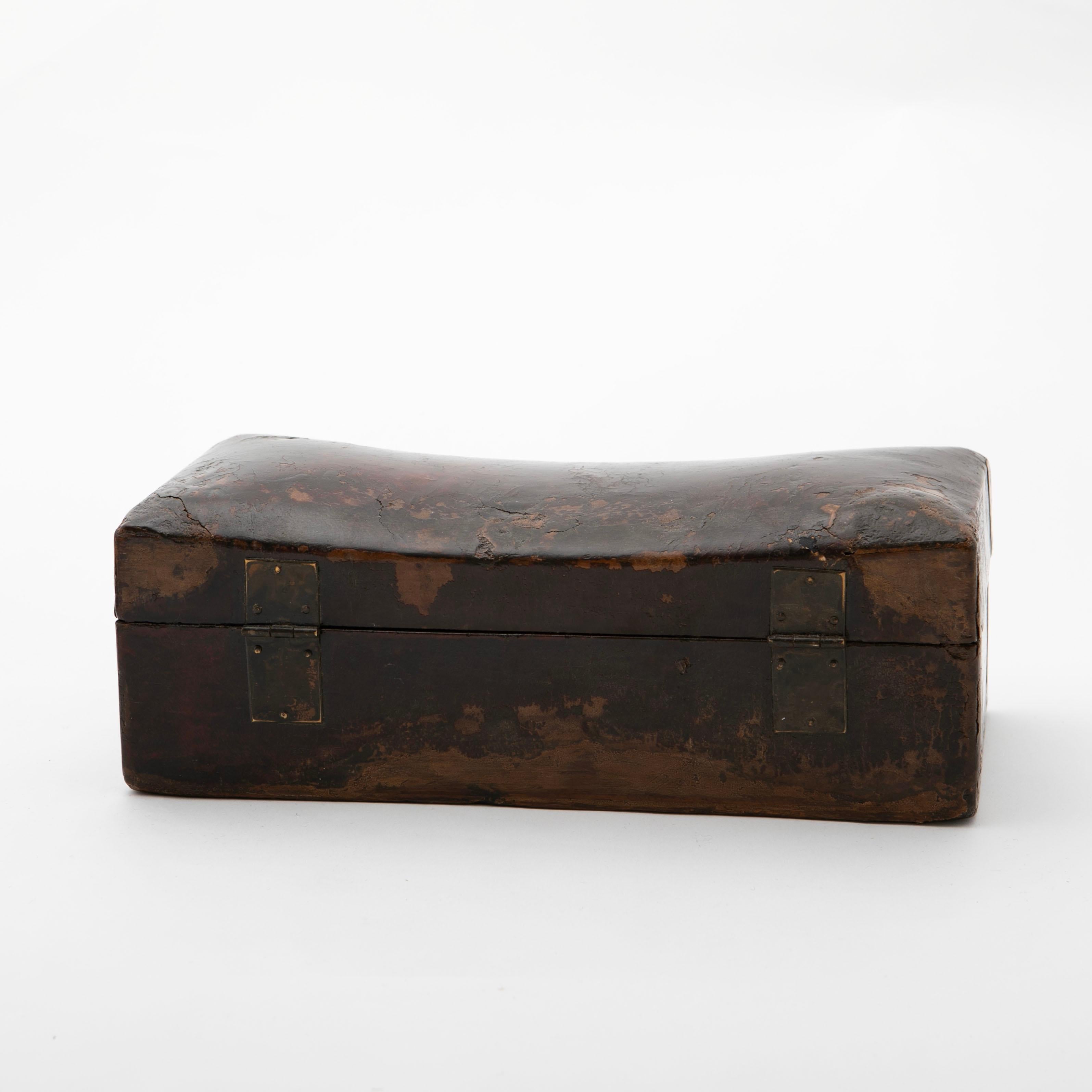 20th Century Chinese Qing 'Pillow' Leather box For Sale