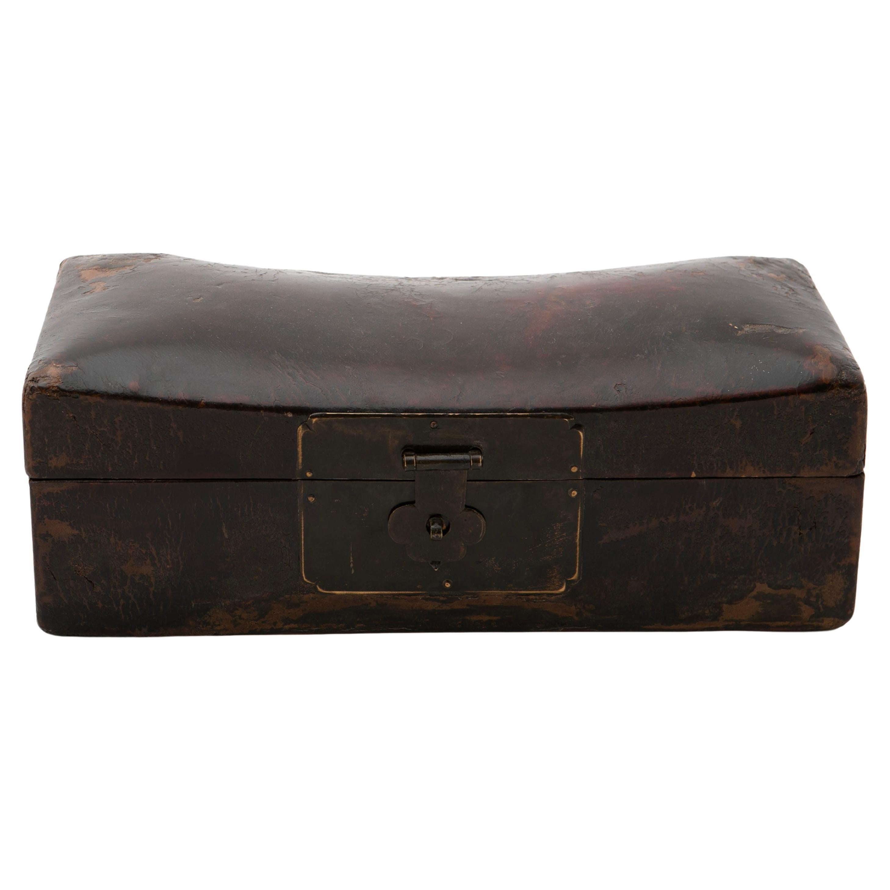 Chinese Qing 'Pillow' Leather box For Sale