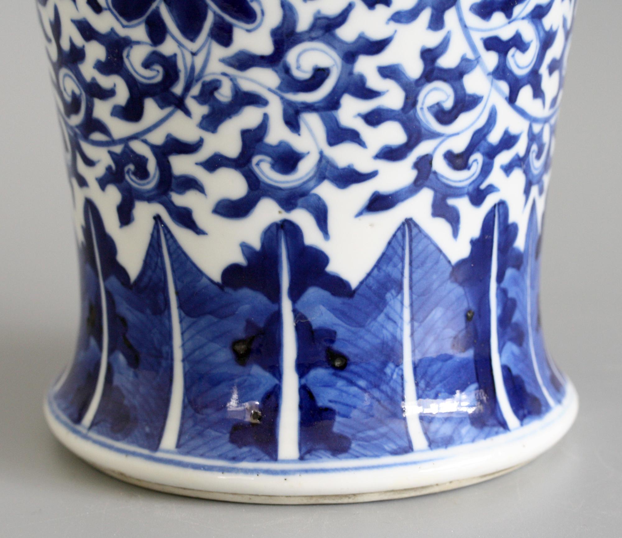 Chinese Qing Porcelain Blue and White Floral Vase 5