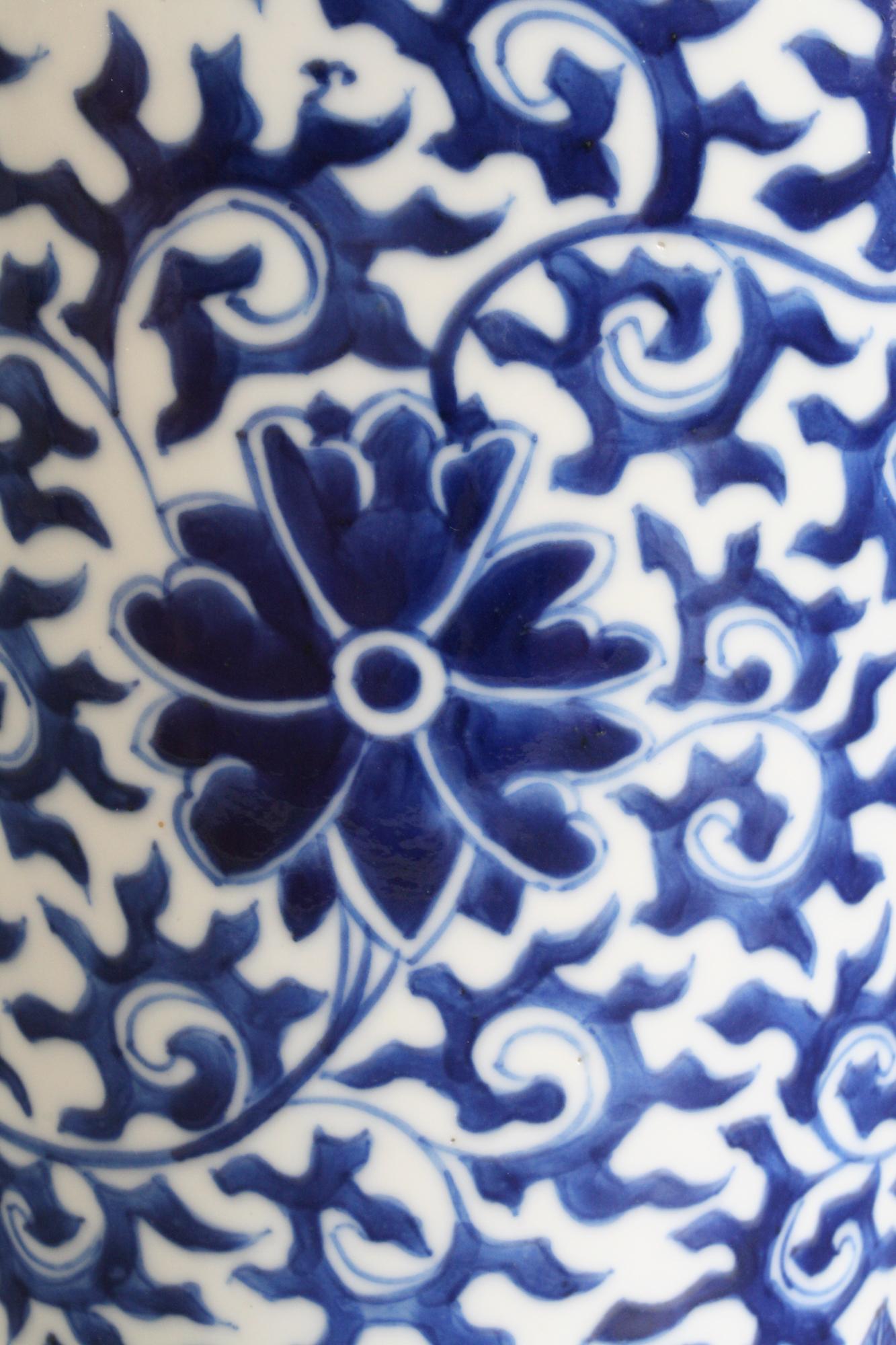 Chinese Qing Porcelain Blue and White Floral Vase 6