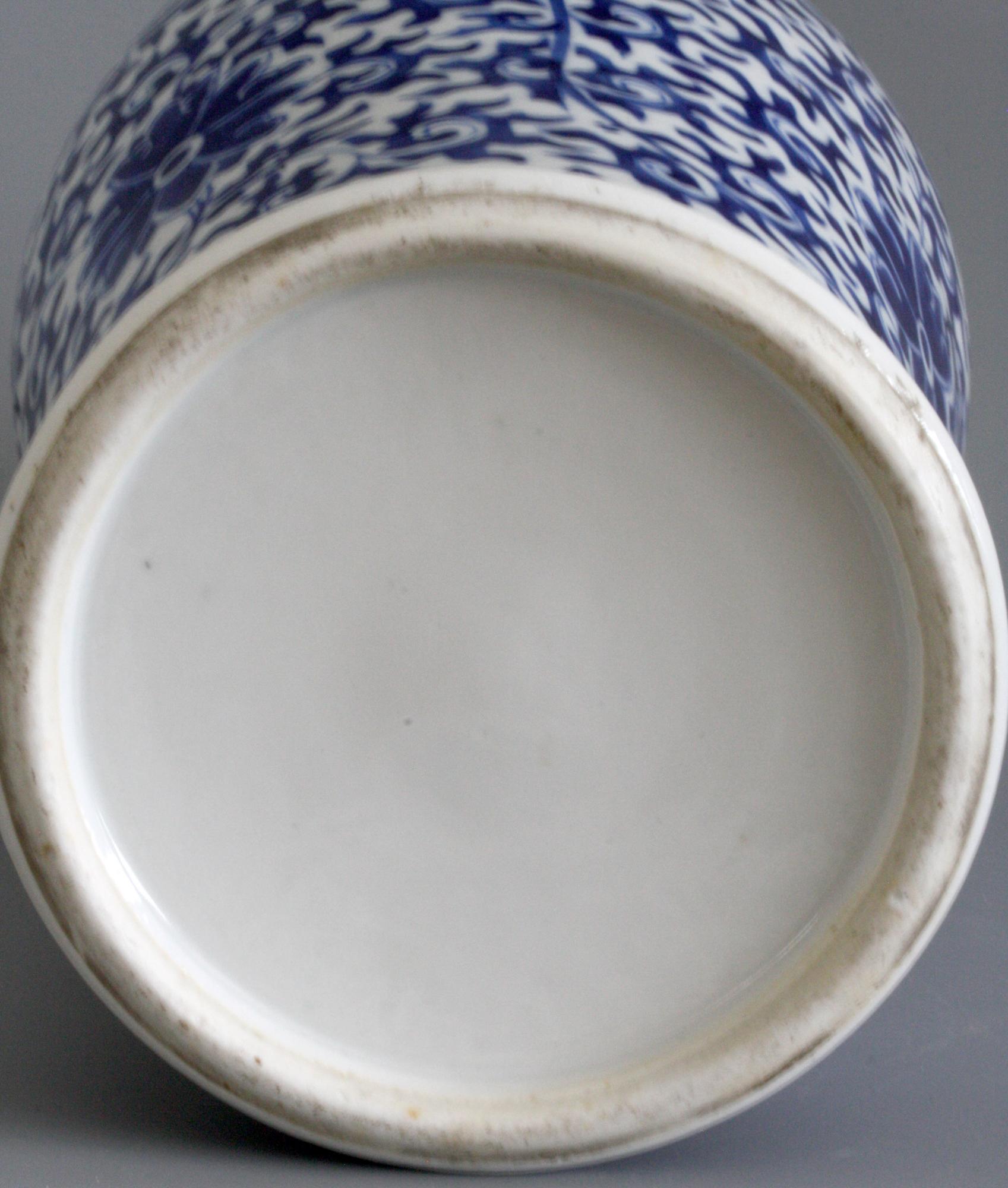 19th Century Chinese Qing Porcelain Blue and White Floral Vase