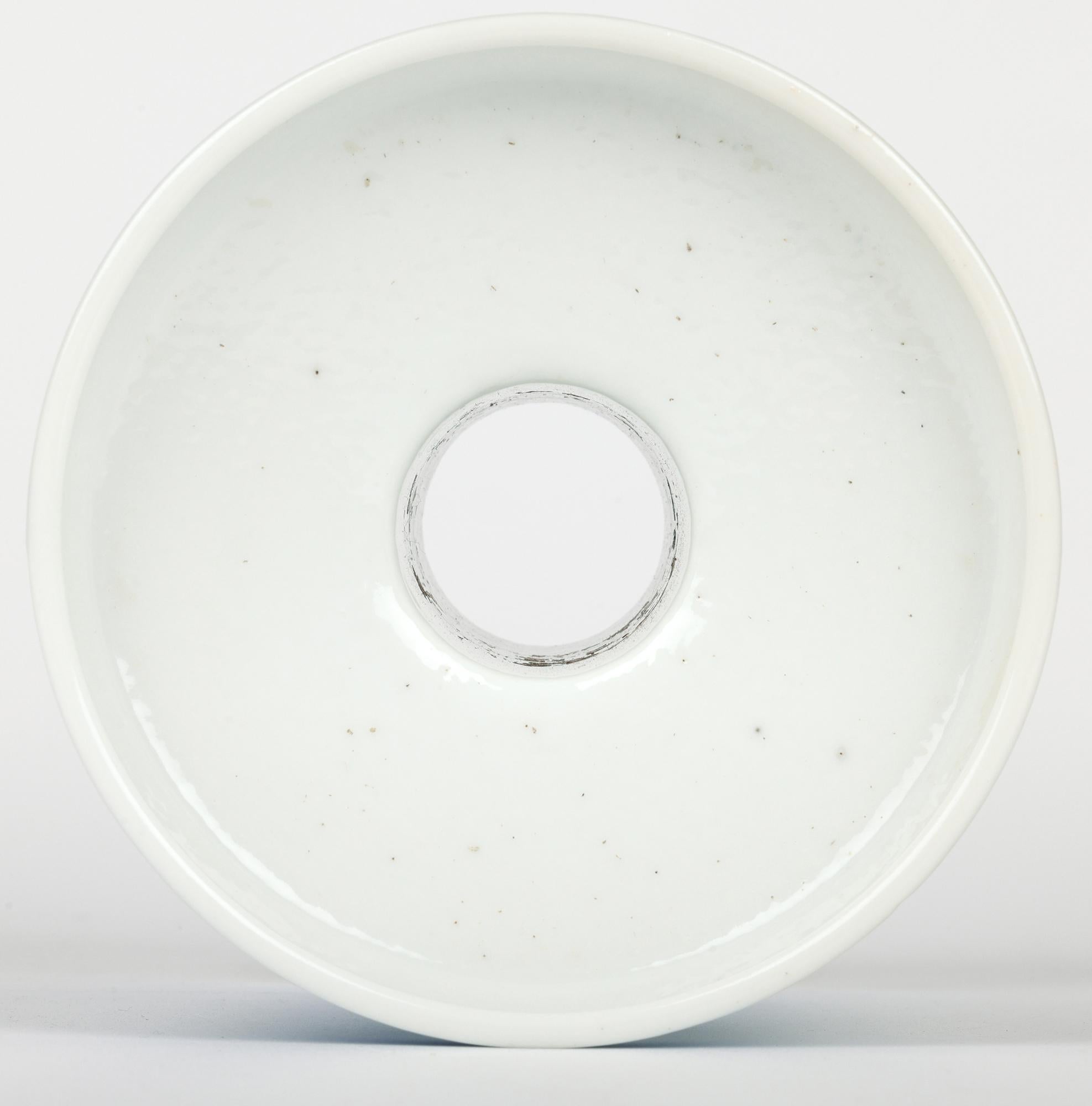 Chinese Qing Porcelain Blue & White Landscape Altar Candle Holder For Sale 5