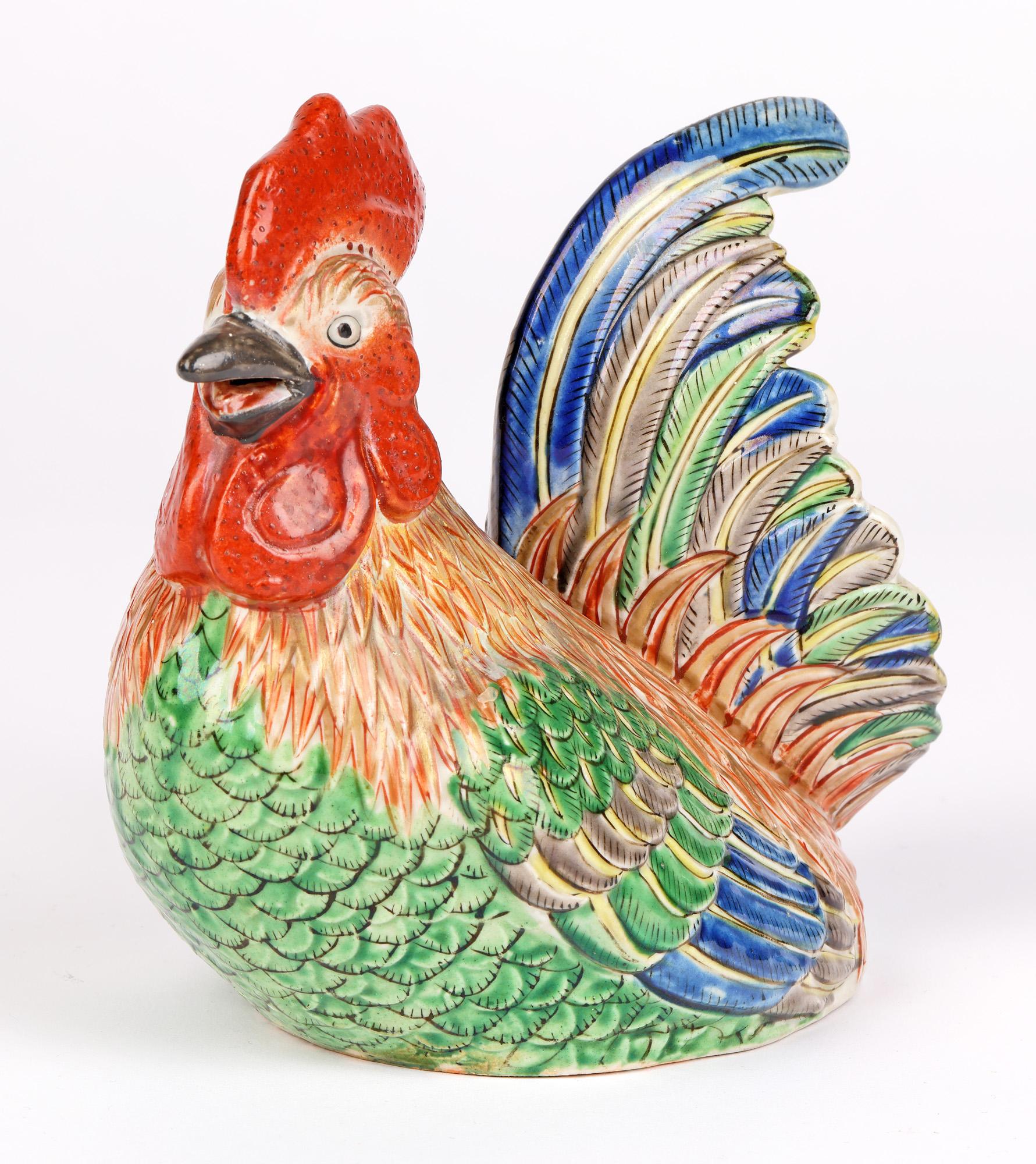 Chinese Qing Porcelain Hand Painted Figure of a Cockerel For Sale 7