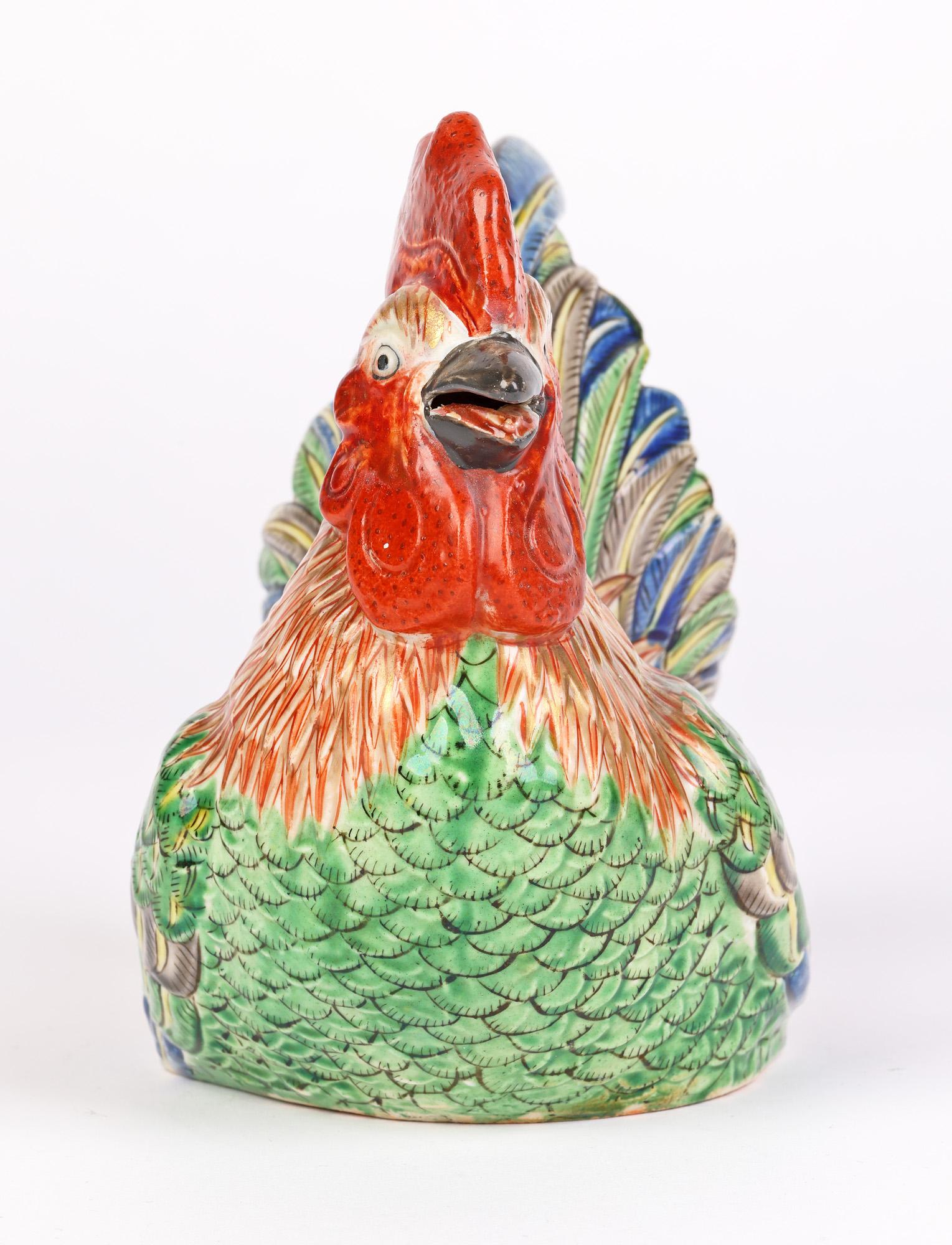 Chinese Qing Porcelain Hand Painted Figure of a Cockerel For Sale 2