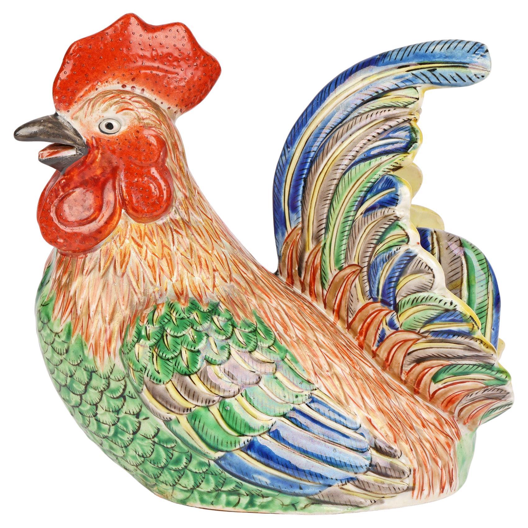 Figura de porcelana china Qing pintada a mano de un gallo